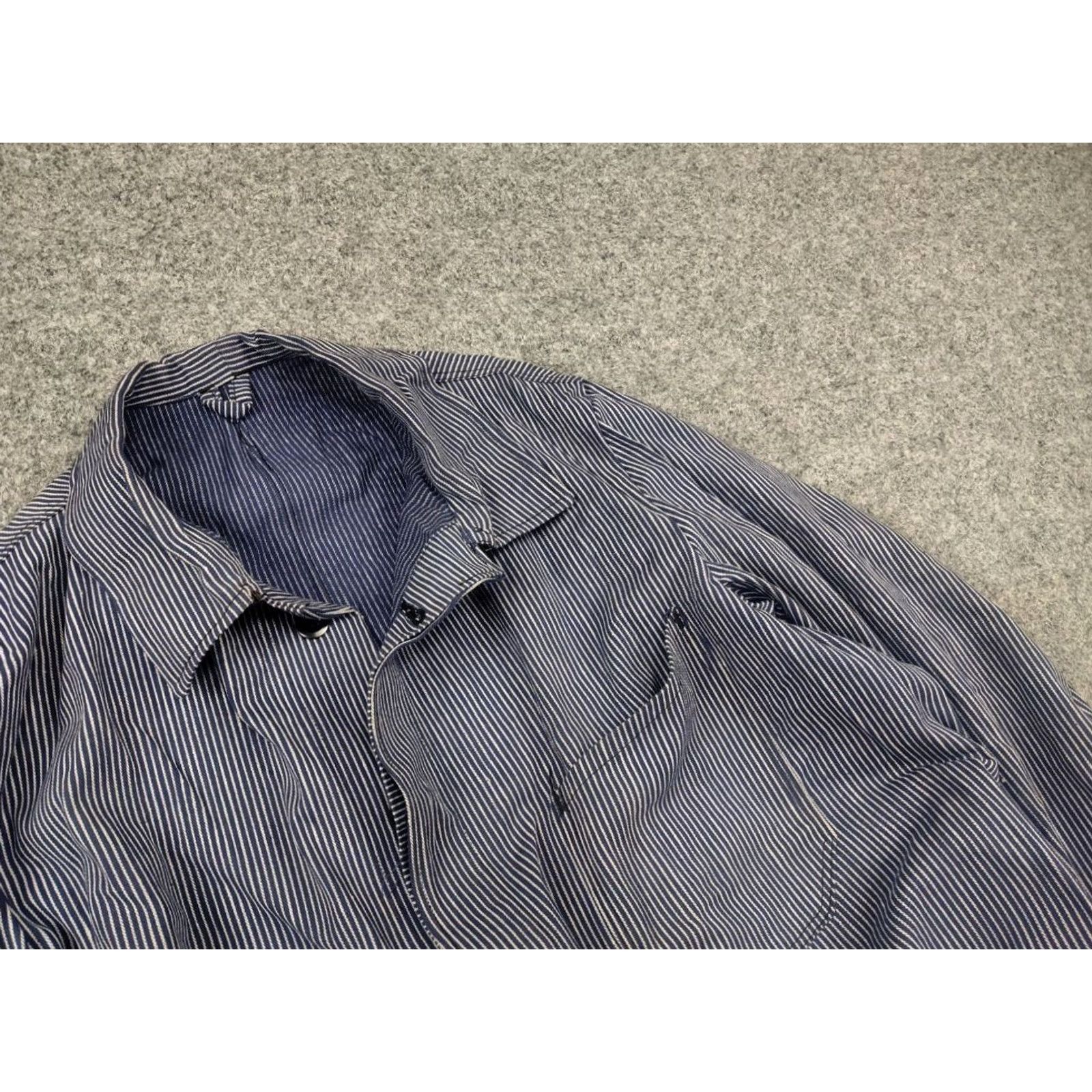 Vintage VINTAGE sanforized France Cotton Blue Canvas Chore Jacket - 1960s Deadstock Striped Pocket Workwear L Men’s Blues Decade 1960s Size US L / EU 52-54 / 3 - 6 Thumbnail