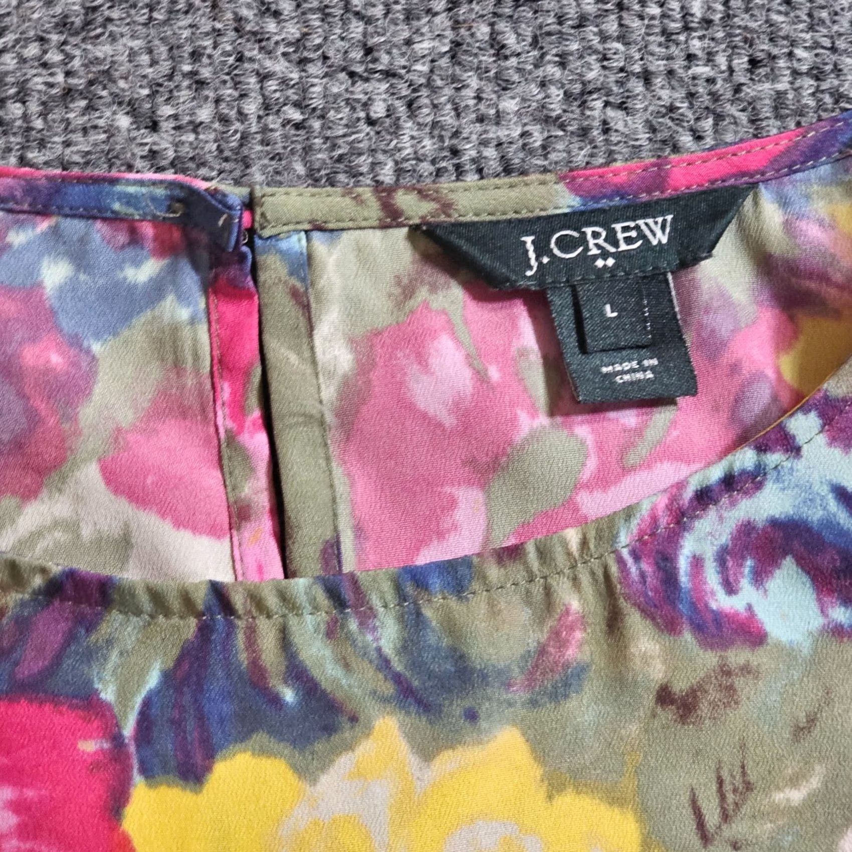 J.Crew J.CREW Blouse Shirt Women L Green Yellow Floral 3/4 Sleeve Round Neck Career Size L / US 10 / IT 46 - 3 Thumbnail