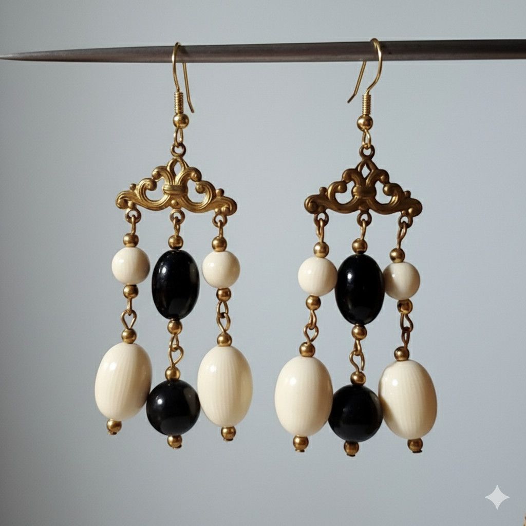 Other Ivorine 3" Chandelier Earrings Vintage Dangle Beaded Melon Size ONE SIZE - 1 Thumbnail
