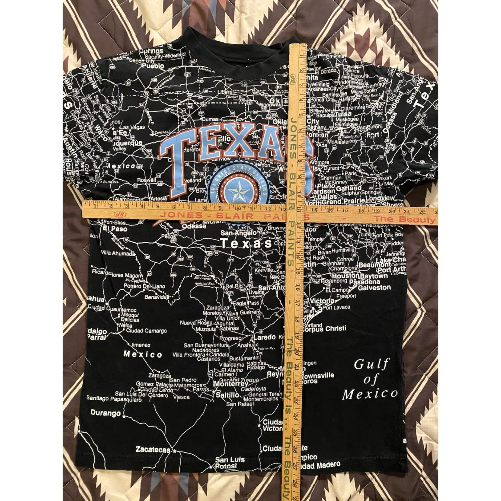 Vintage American Crown T-Shirt Black Medium Men's Shirt Texas Lone Star State Map AOP Graphic Print Short Sleeve Crew Neck Size US M / EU 48-50 / 2 - 4 Thumbnail
