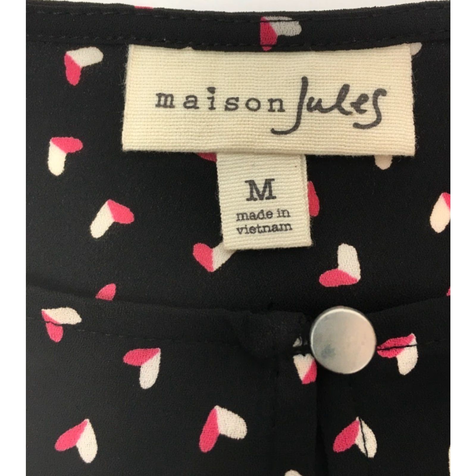 Pinko Maison Jules Blouse Women M Sleeveless Black Pink Hearts Keyhole Crew Neck Casual Shirt Size M / US 6-8 / IT 42-44 - 5 Thumbnail