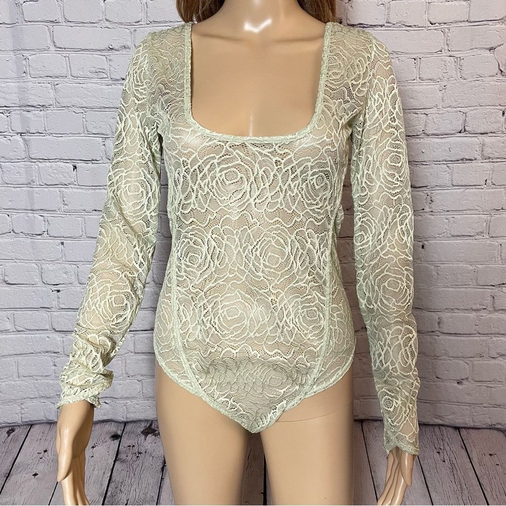 Free People New Free People In My Head Light Green Lace Long Sleeve Bod Size S / US 4 / IT 40 - 9 Thumbnail