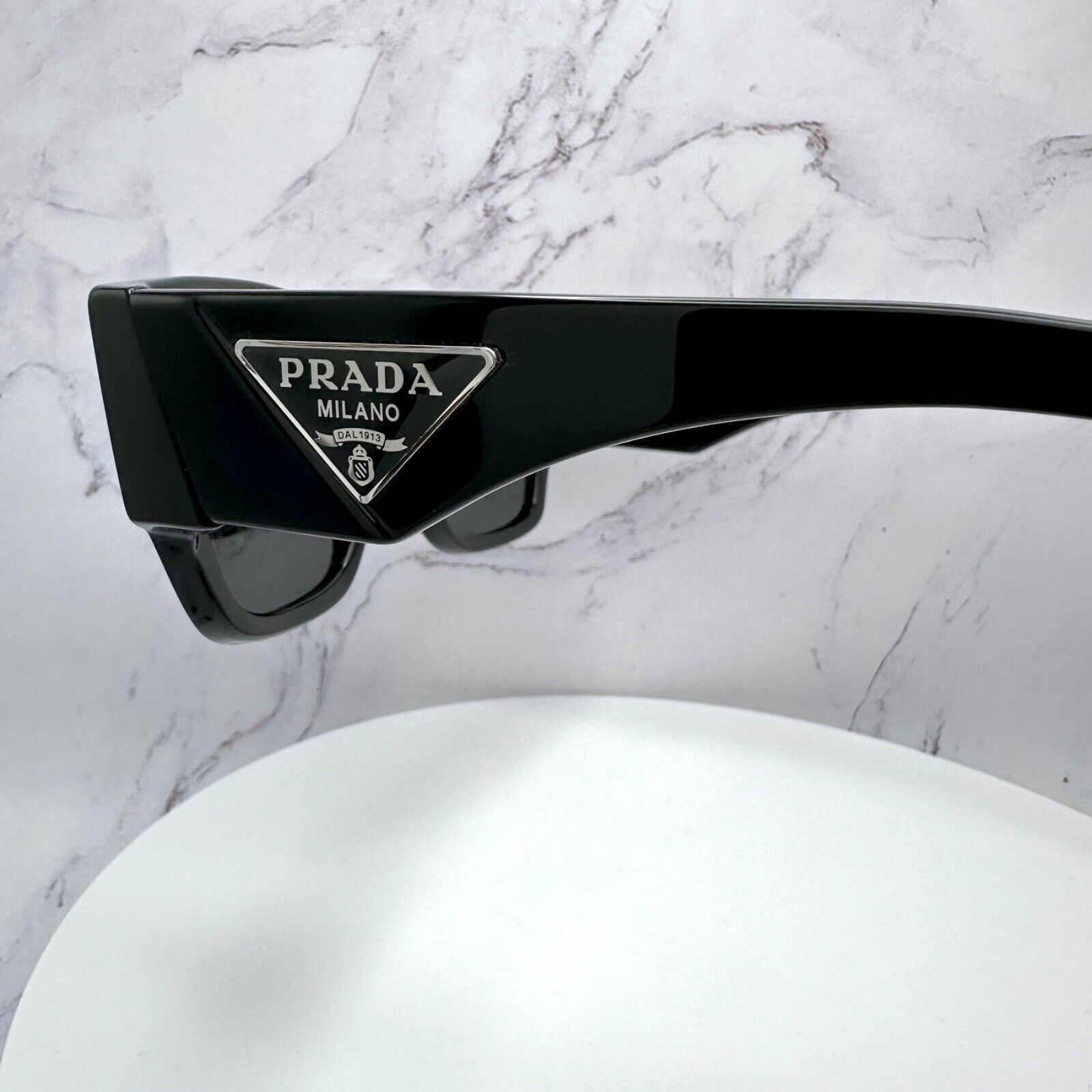 Prada New Prada Sunglasses Black Square Oversized Triangle Plaque Size ONE SIZE - 4 Thumbnail
