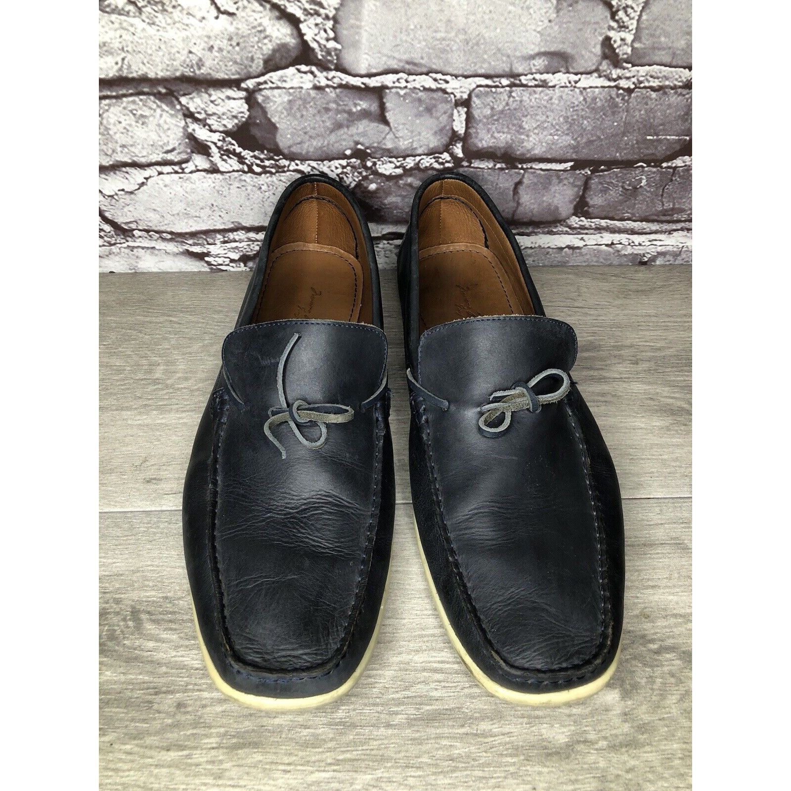 Massimo Matteo MASSIMO MATTEO Navy Blue Leather Casual Moc Driving Loafers Size US 12 / EU 45 - 21 Thumbnail