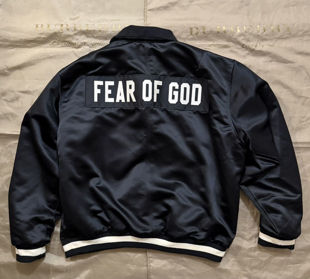 Fear of God FEAR OF GOD Half Zip Satin Bomber Jacket In Black size L Size US L / EU 52-54 / 3 - 1 Thumbnail