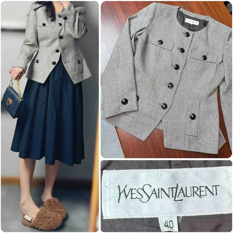 Yves Saint Laurent Yves Saint Laurent Colorblock Wool Cardigan 0089 Size ONE SIZE - 1 Thumbnail