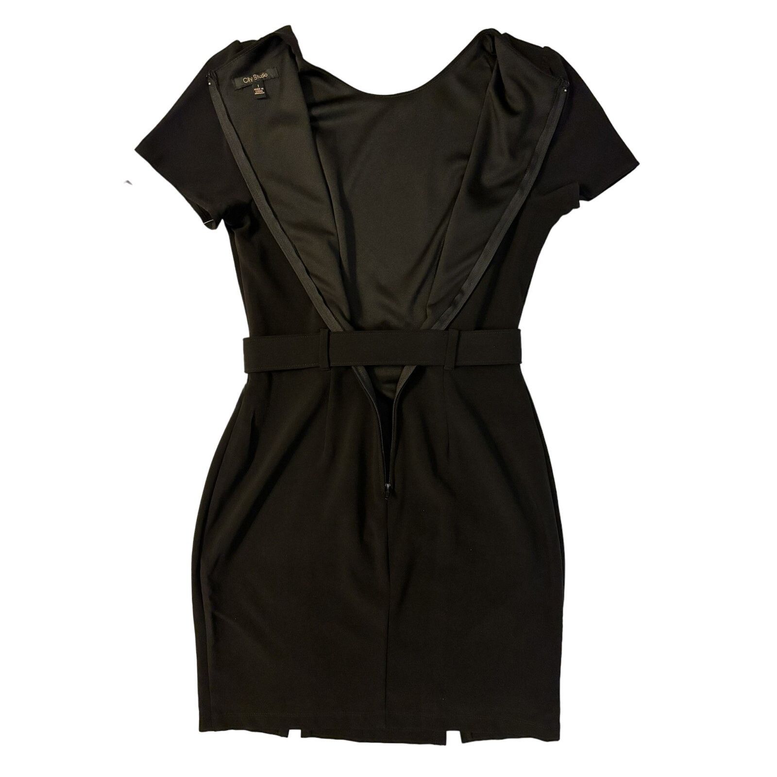 Other NWT City Studio Black Mini Dress Short Sleeve Belted Size 1 Size XS / US 0-2 / IT 36-38 - 2 Thumbnail