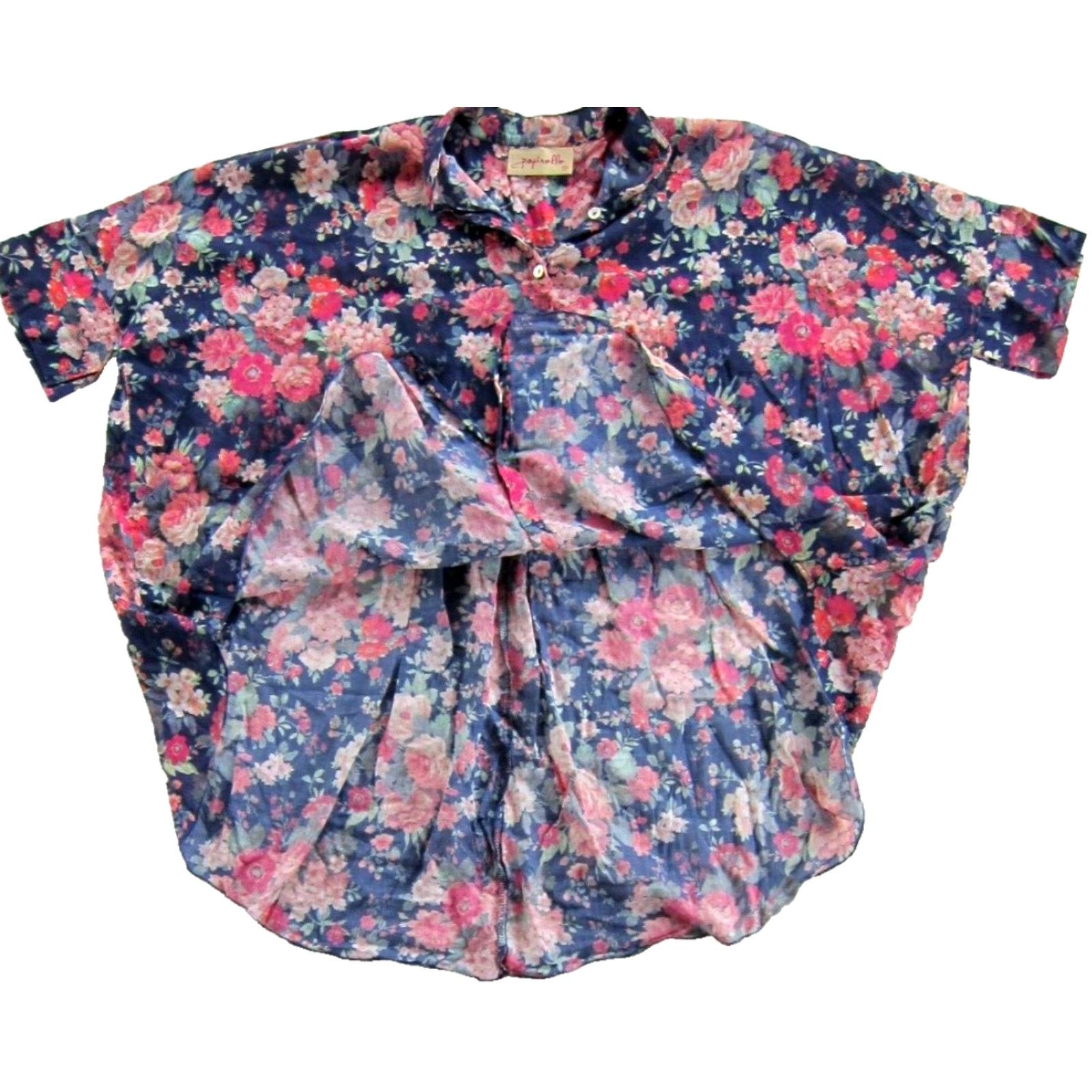 Vintage VINTAGE Papinelle Cotton Lightweight Pink Floral Button Down Oversized Short Sleeve Blouse S Size S / US 4 / IT 40 - 5 Thumbnail