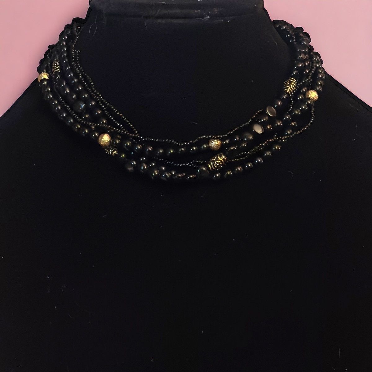 Other Multi strand black and gold bead collar necklace Size ONE SIZE - 1 Thumbnail