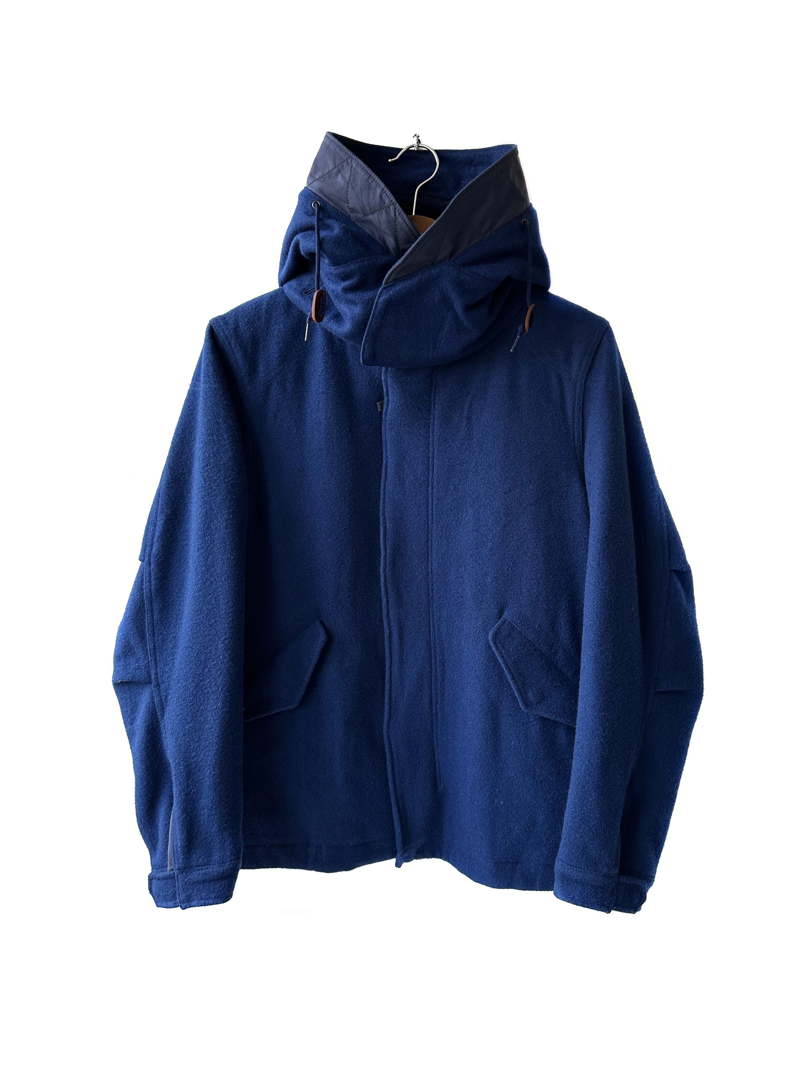 Green Label Relaxing blue wool hooded jacket