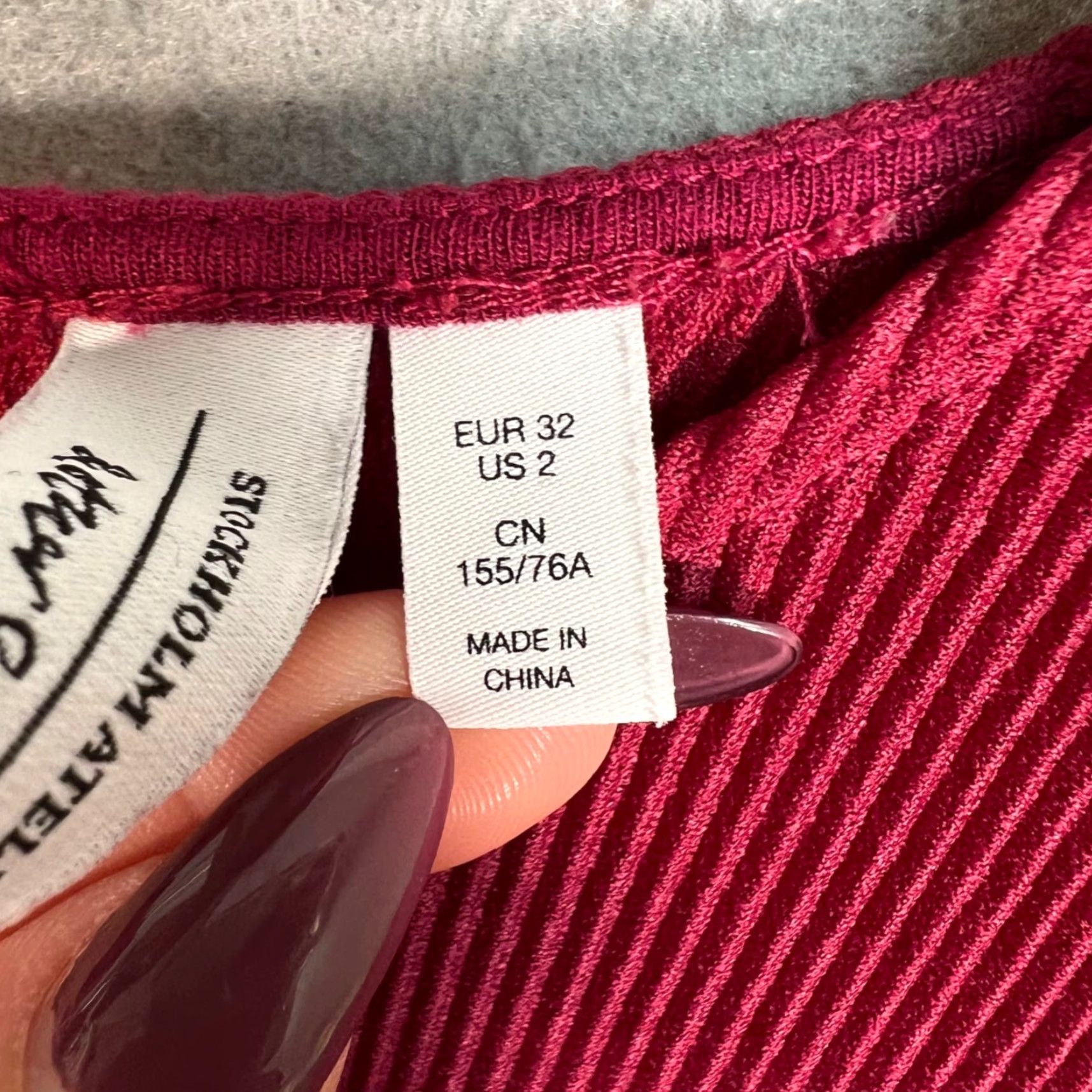 & Other Stories & Other Stories Stockholm Atelier Womens Red Midi Dress Ribbed Long Sleeve 2 A-Line Womens 90s Fashion? Size XS / US 0-2 / IT 36-38 - 4 Thumbnail