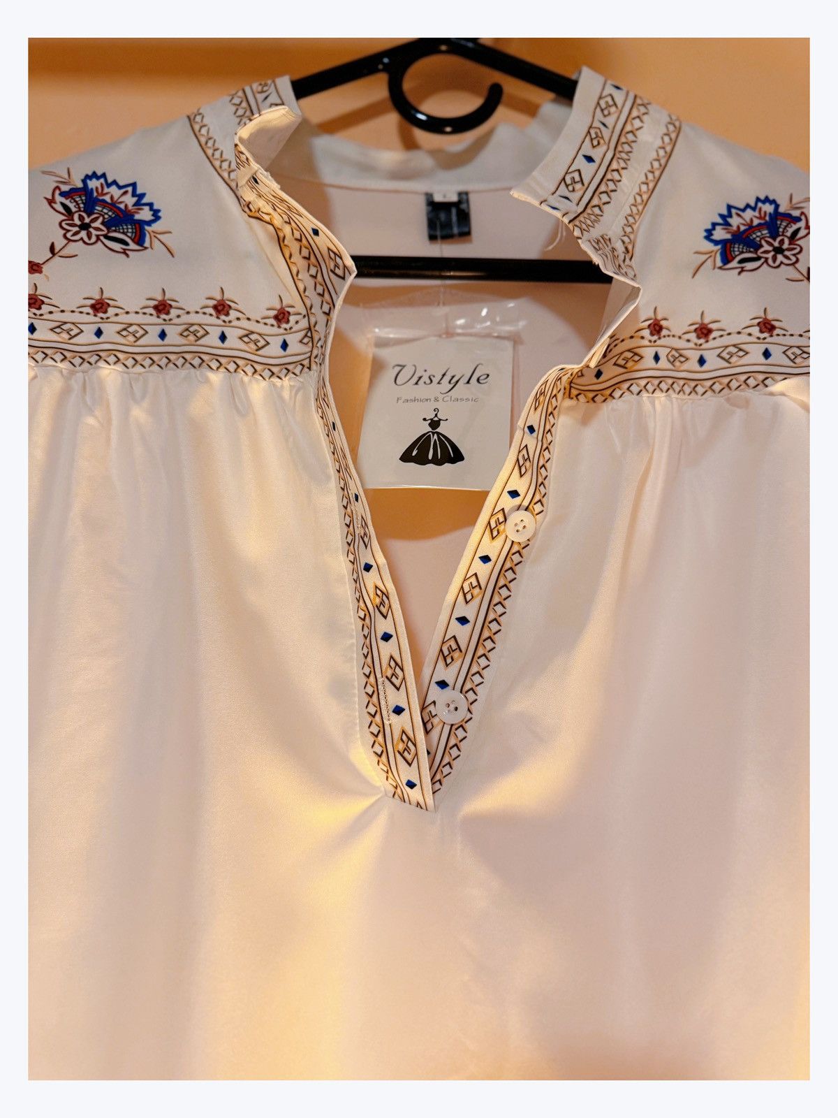 Other Boho Embroidered Cream Tunic – Visstyle – Size L – Brand New Size L / US 10 / IT 46 - 2 Thumbnail