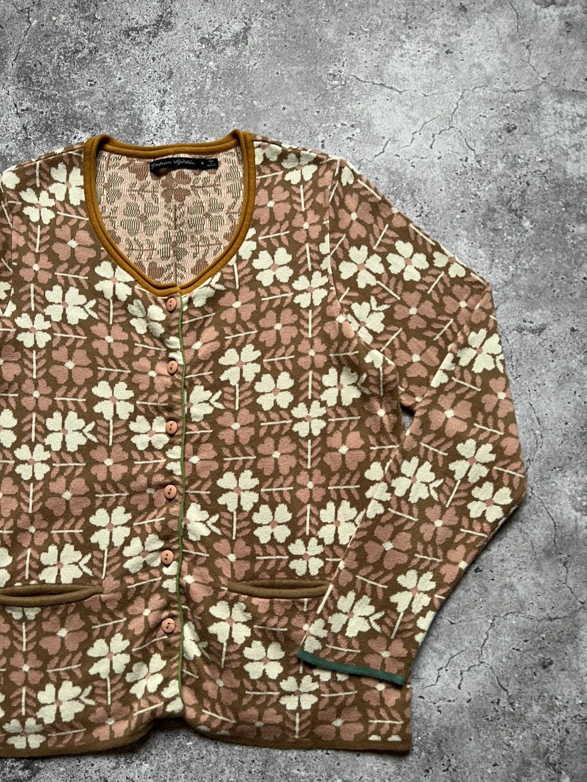 Designer Gudrun Sjoden Floral Print Cotton Cardigan Sweater Size M / US 6-8 / IT 42-44 - 3 Thumbnail