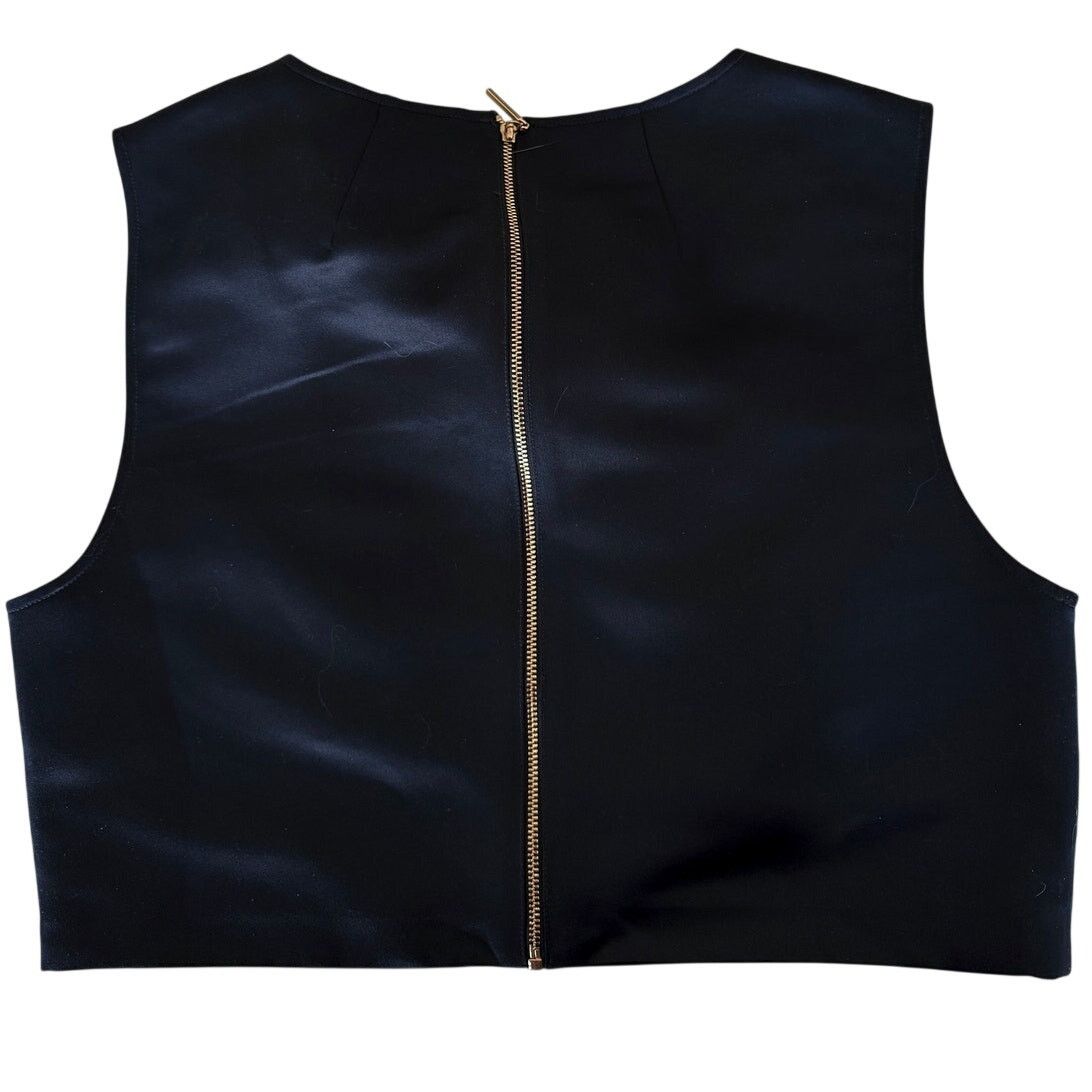 Anthropologie NWT ERIN Erin Fetherston Beau Navy Blu Satin Bow Crop Top 10 Size L / US 10 / IT 46 - 7 Thumbnail