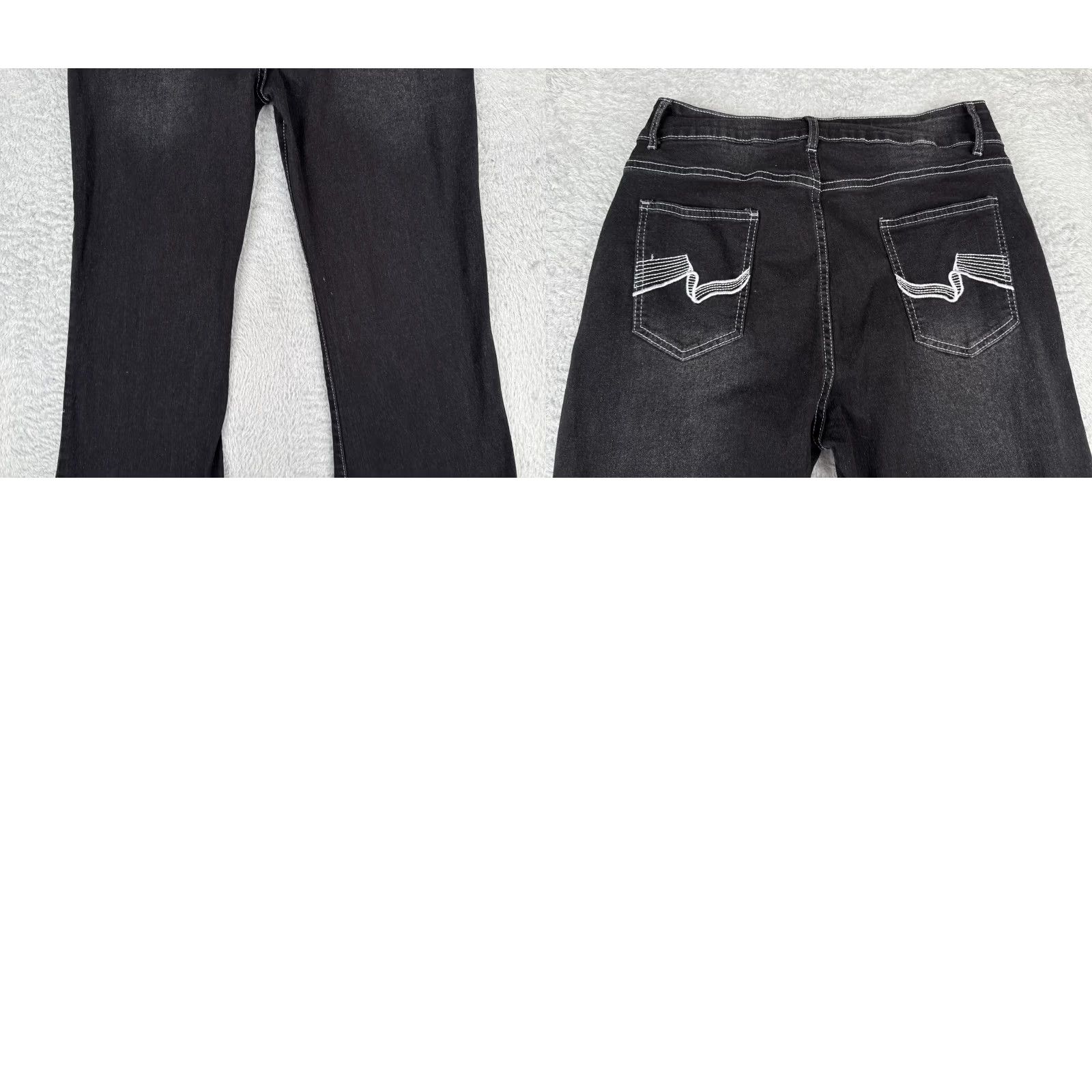 Vintage Women Jeans Black Denim Flared High Rise Raw Hem Cotton Blend 30x28 Size 30" / US 8 / IT 44 - 10 Thumbnail