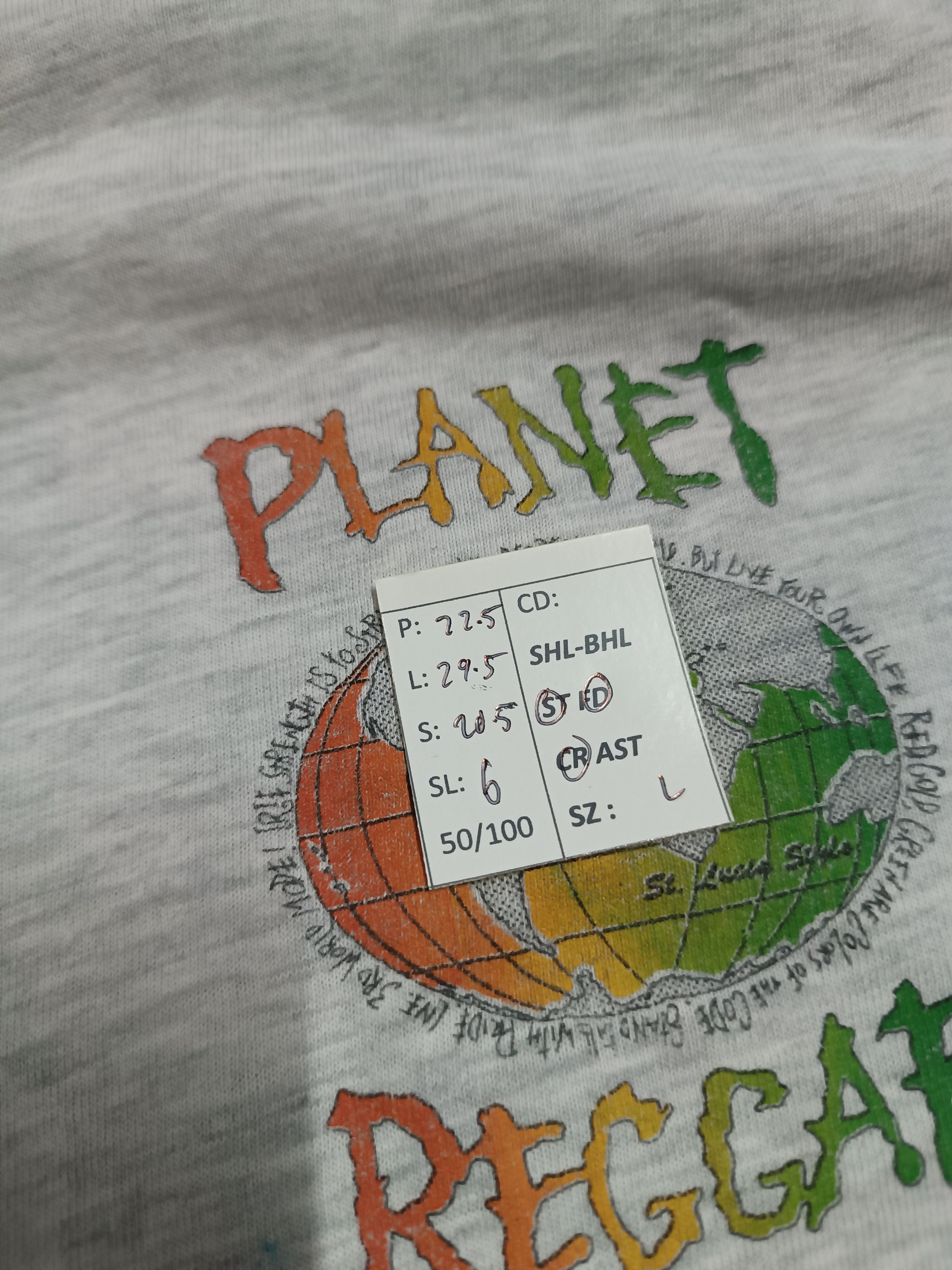 Rap Tees THRASHED FADED VINTAGE 90'S PLANET REGGAE GLOBE MARLEY 420 Size US L / EU 52-54 / 3 - 21 Thumbnail