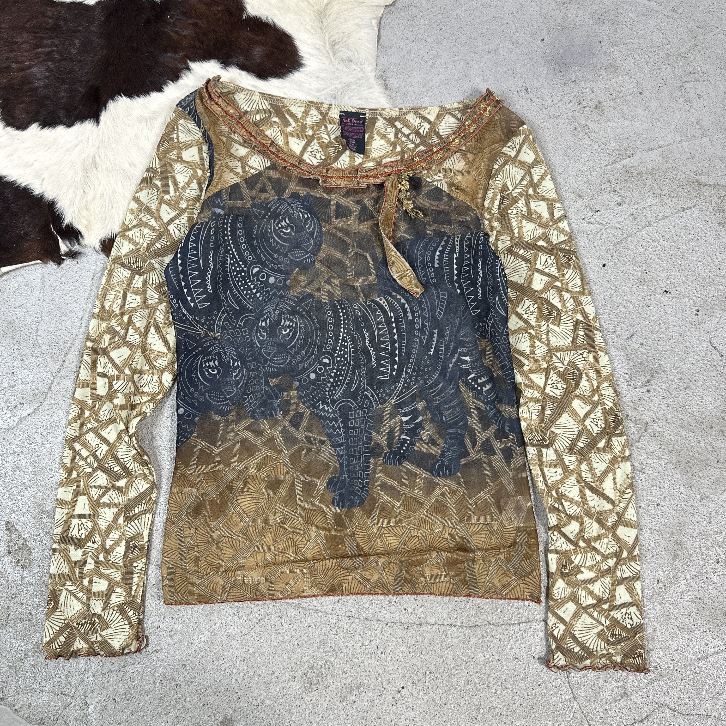 Vintage Vintage Streetwear Africa Safari Made in Italy Mesh Top Size M / US 6-8 / IT 42-44 - 1 Thumbnail
