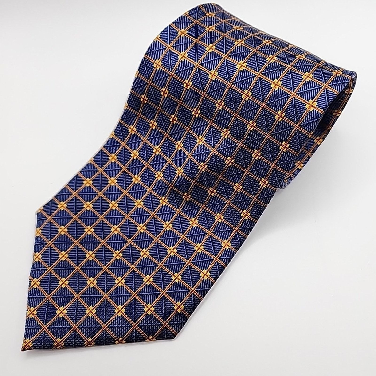 Nautica Nautica Blue & Gold Geometric Silk Necktie - Like New Size ONE SIZE - 4 Thumbnail