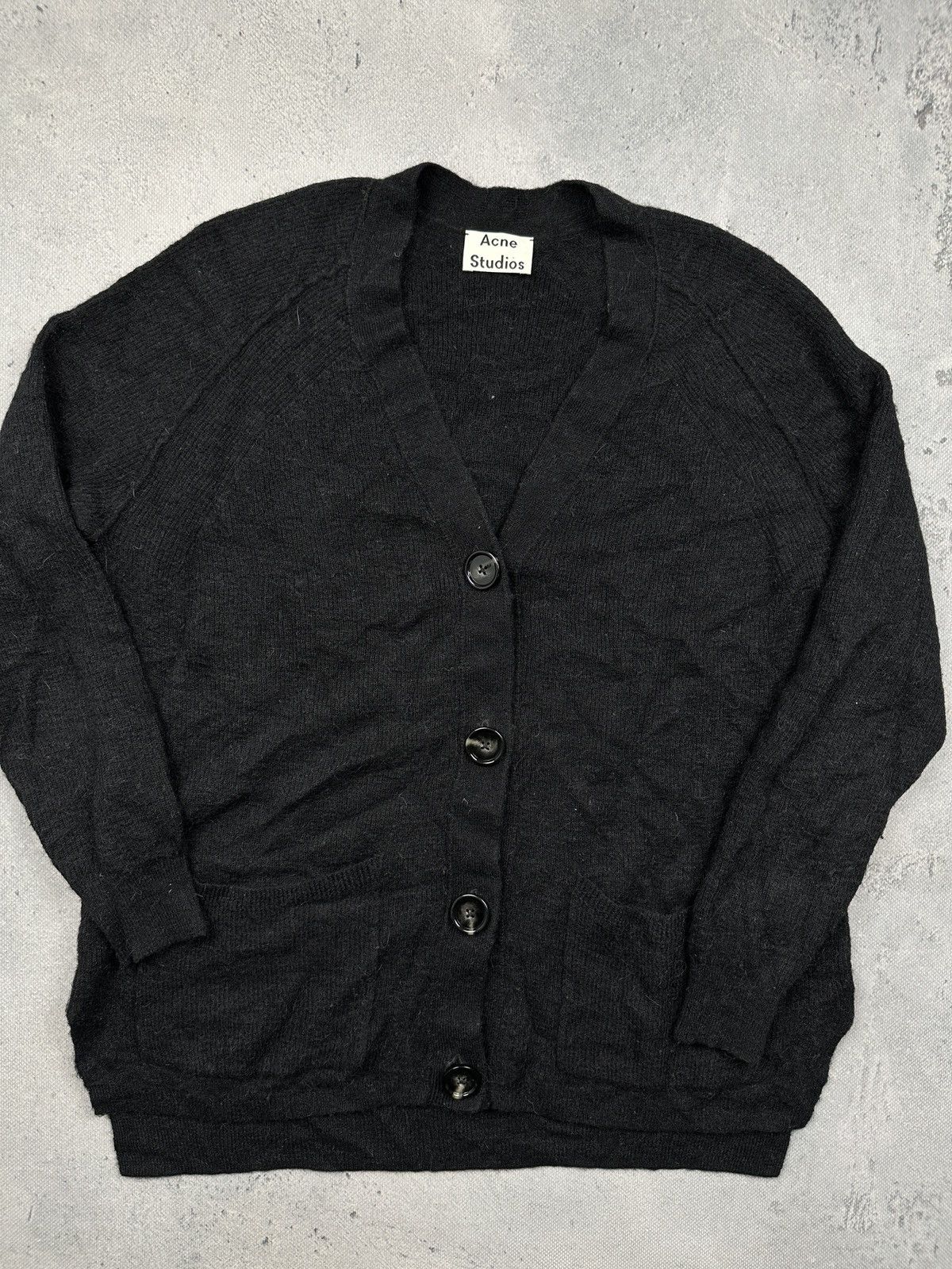 Acne Studios Acne Studios Black Alpaca Wool Cardigan Minimalist Archive Size M / US 6-8 / IT 42-44 - 4 Thumbnail