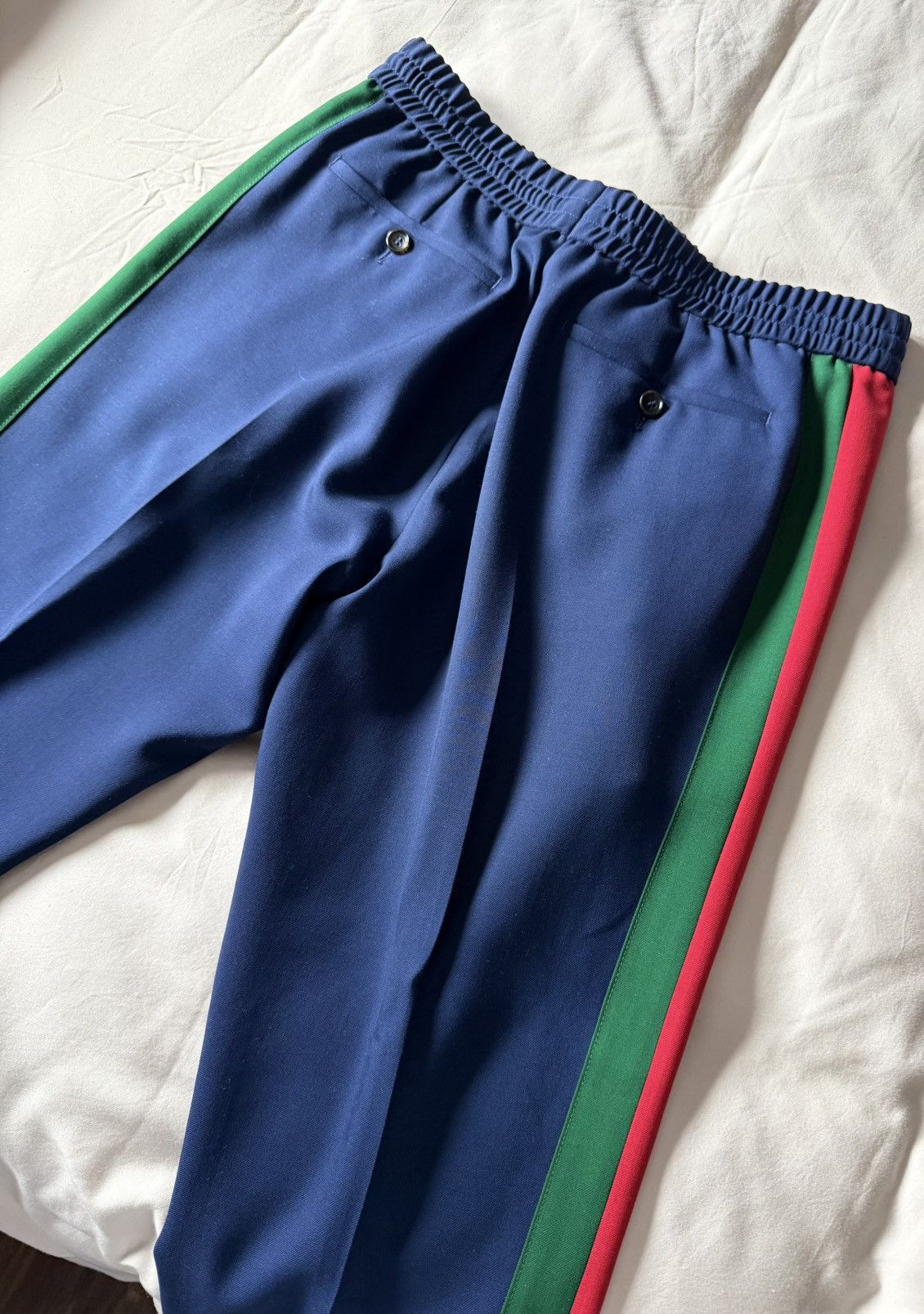 Gucci Gucci Wool Mohair Track Pants Navy w/ Web Stripe Size US 32 / EU 48 - 4 Thumbnail