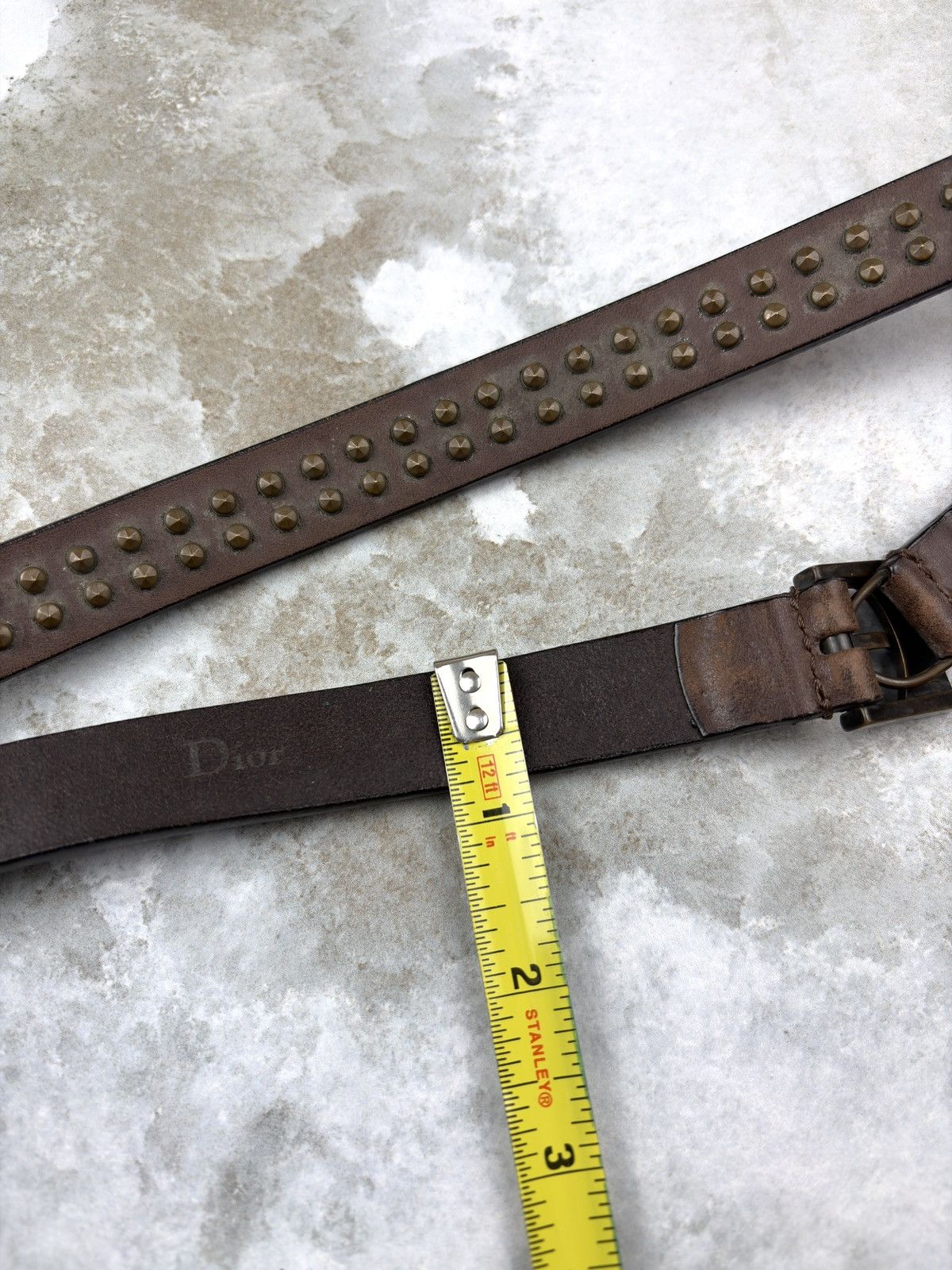 Dior × Hedi Slimane AW05 Dior Homme Hedi Slimane Studded Thin Leather Belt Size 36 - 4 Thumbnail