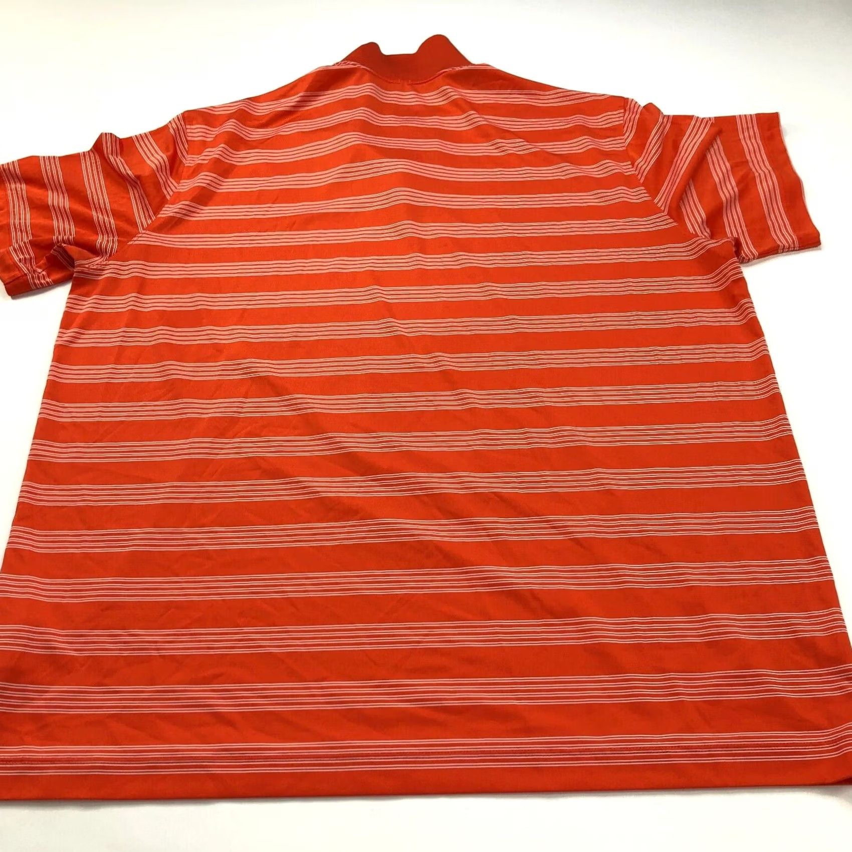 Nike VINTAGE Nike XXL TOUR PERFORMANCE Dri Fit Golf SS Button Polo Striped Shirt Orange MINT Size US XXL / EU 58 / 5 - 7 Thumbnail