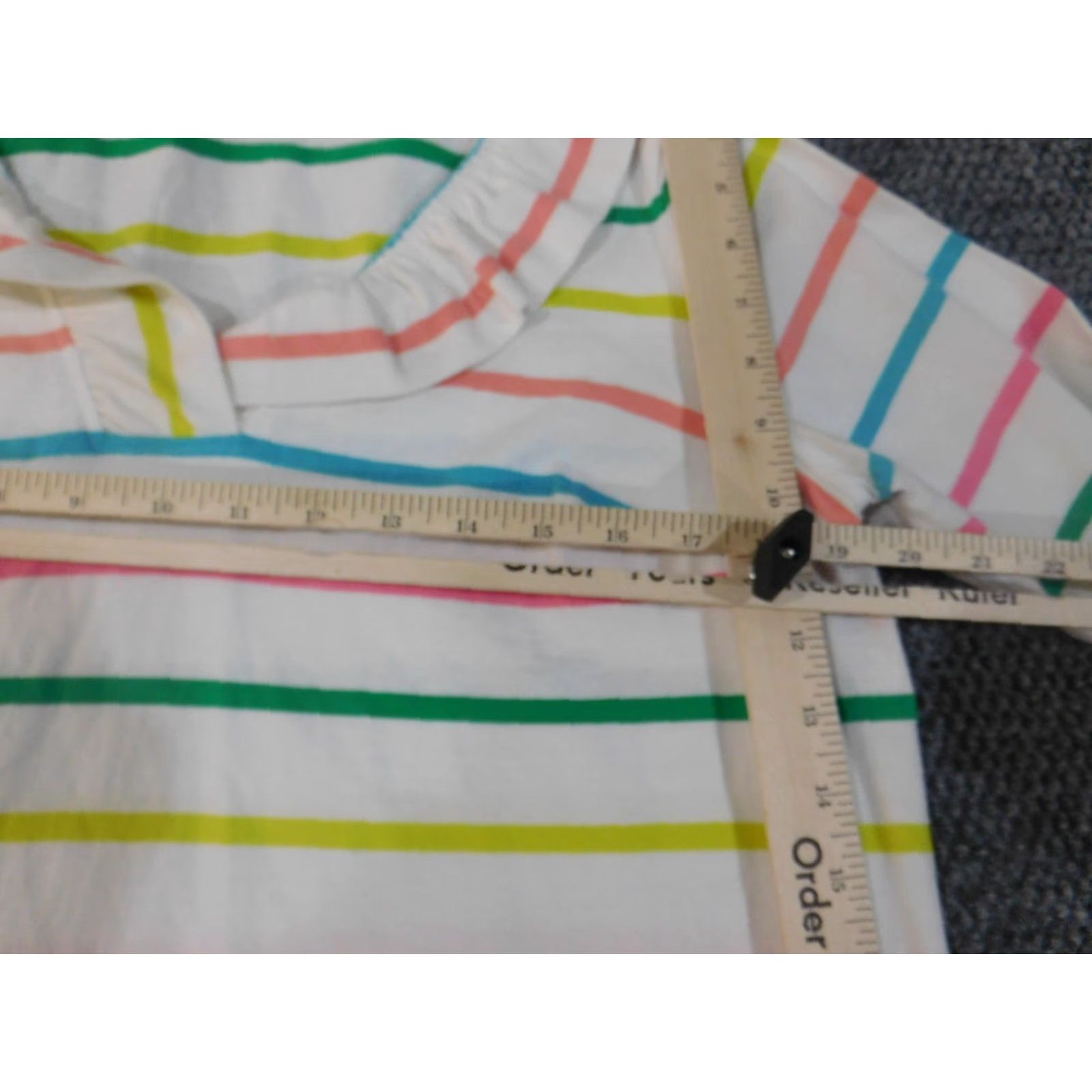 Vintage Crown & Ivy Blouse Shirt Womens Large White Striped Pullover Round Neck Casual Knit Cotton Lightweight Long Sleeve Size L / US 10 / IT 46 - 6 Thumbnail