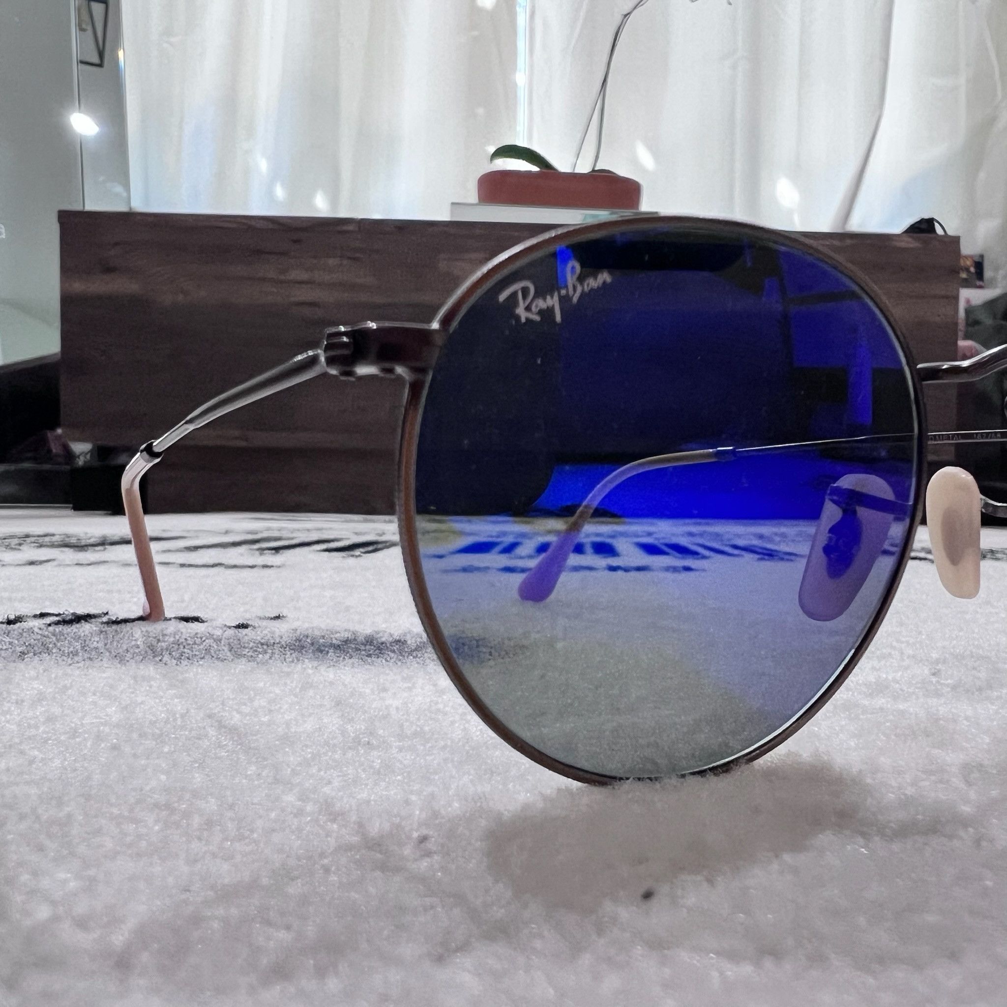 RayBan RayBan Round Flash Lenses Gunmetal Frame RB3447 Sunglasses Size ONE SIZE - 6 Thumbnail