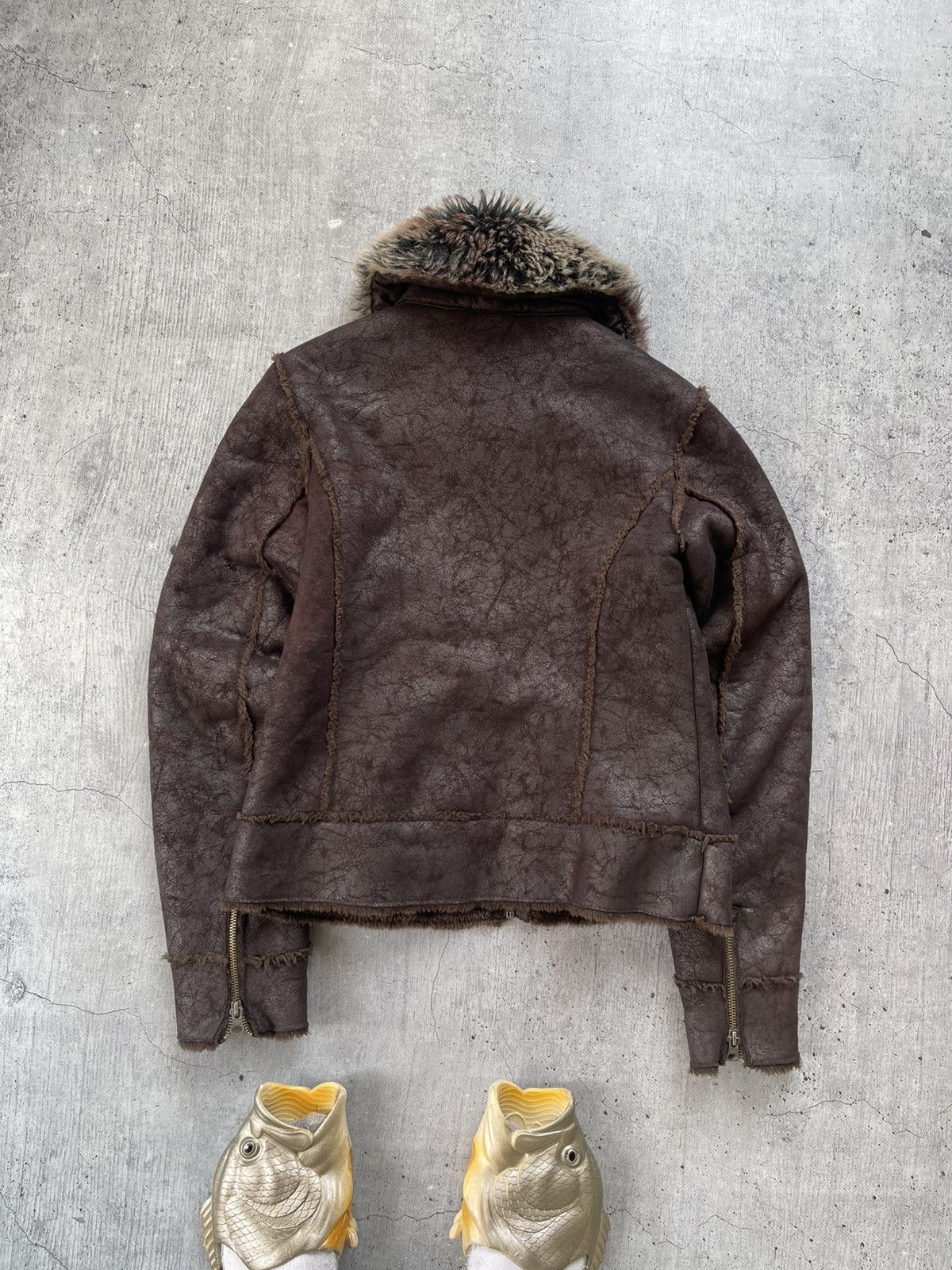Japanese Brand Vintage If Six Was Nine Style Leather Ribbed Faux Fur Jacket Size L / US 10 / IT 46 - 7 Thumbnail