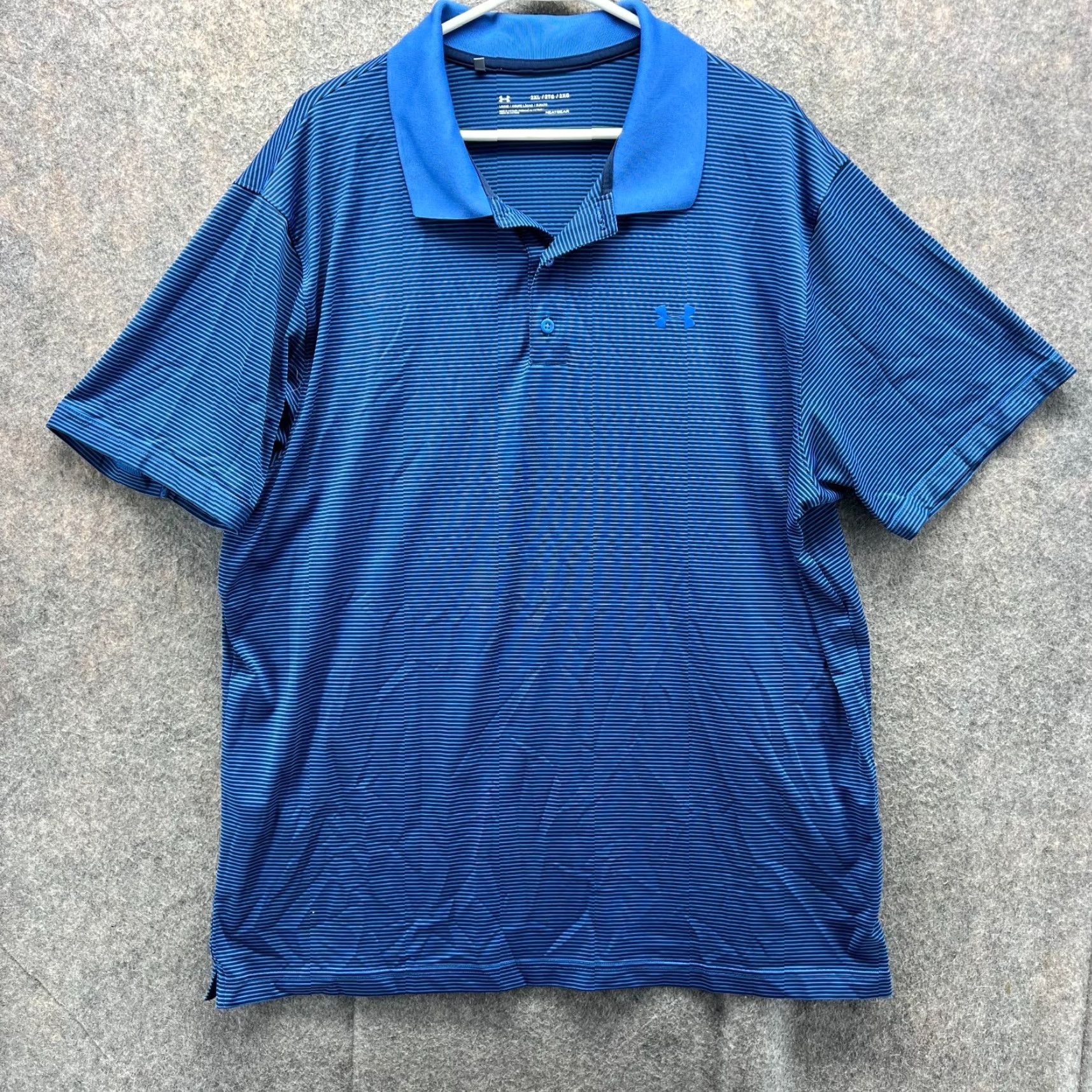 Under Armour Under Armour Polo Shirt Men 2XL Blue Stripes HeatGear Golf UA Polo Shirt Shorts Sleeve Casual Mens Size US XXL / EU 58 / 5 - 2 Thumbnail