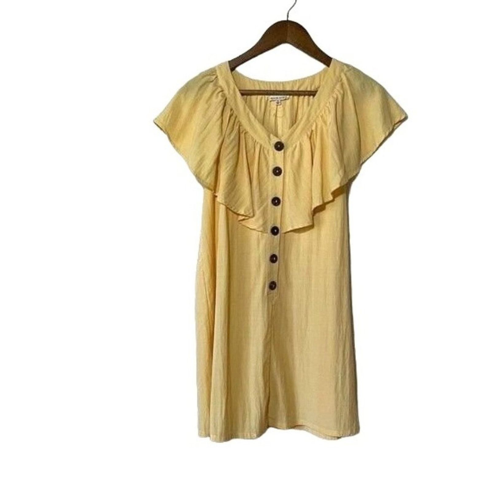 Other Main Strip Yellow Ruffle Mini Dress V-Neck Sleeveless Medium Size M / US 6-8 / IT 42-44 - 1 Thumbnail