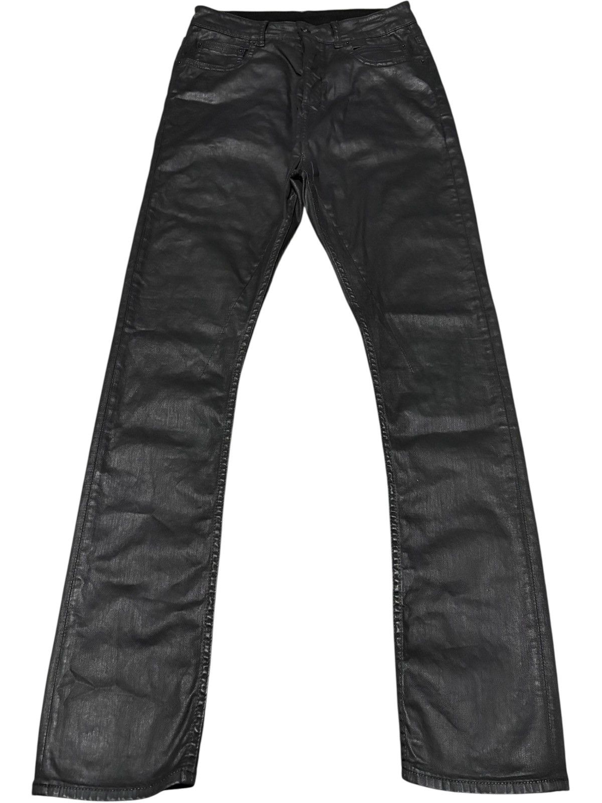 デニム・ジーパン RICK OWENS WAXED COTTON JEANS WITH LEATHER EFFECT Rick Owens Wax Denim | Grailed