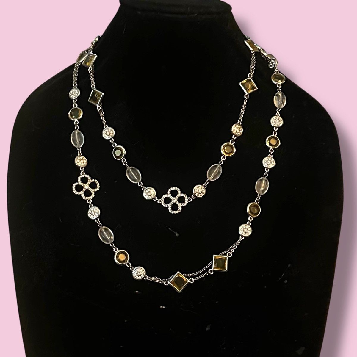 Other Lia Sophia bezeled crystal & paved clover station necklace Size ONE SIZE - 1 Thumbnail