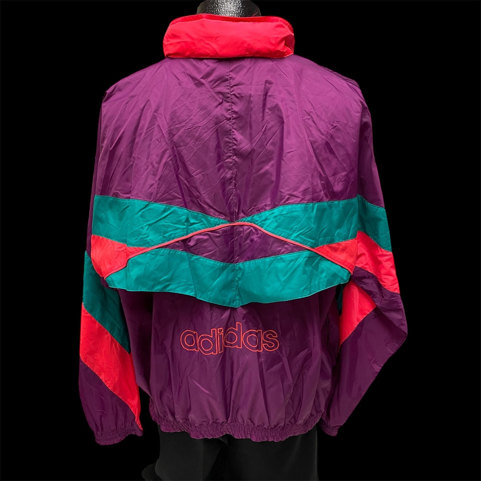 Adidas Vtg Adidas Purple Colorblock SPELLOUT Track NEON Jacket Size US L / EU 52-54 / 3 - 3 Thumbnail