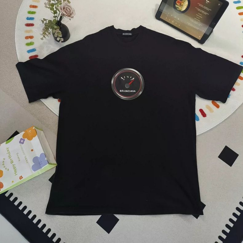 Balenciaga Balenciaga Black Watch Dial Printed Logo Round Neck Short Size US XS / EU 42 / 0 - 1 Thumbnail