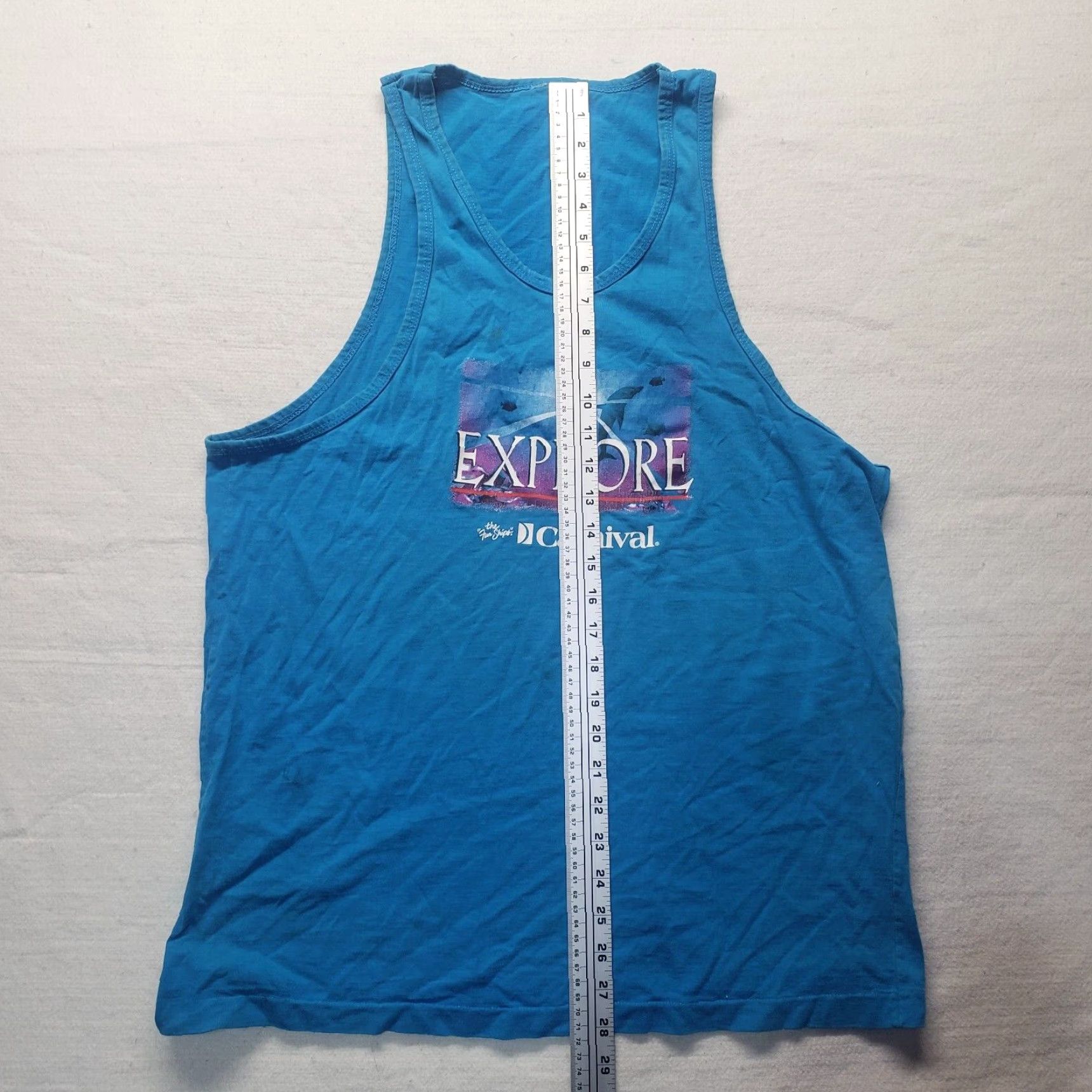 Vintage Carnival Shirt T-Shirt Sleeveless Adult Mens XL Blue Tee Shirt Tank Top Vertical Style Size US XL / EU 56 / 4 - 5 Thumbnail