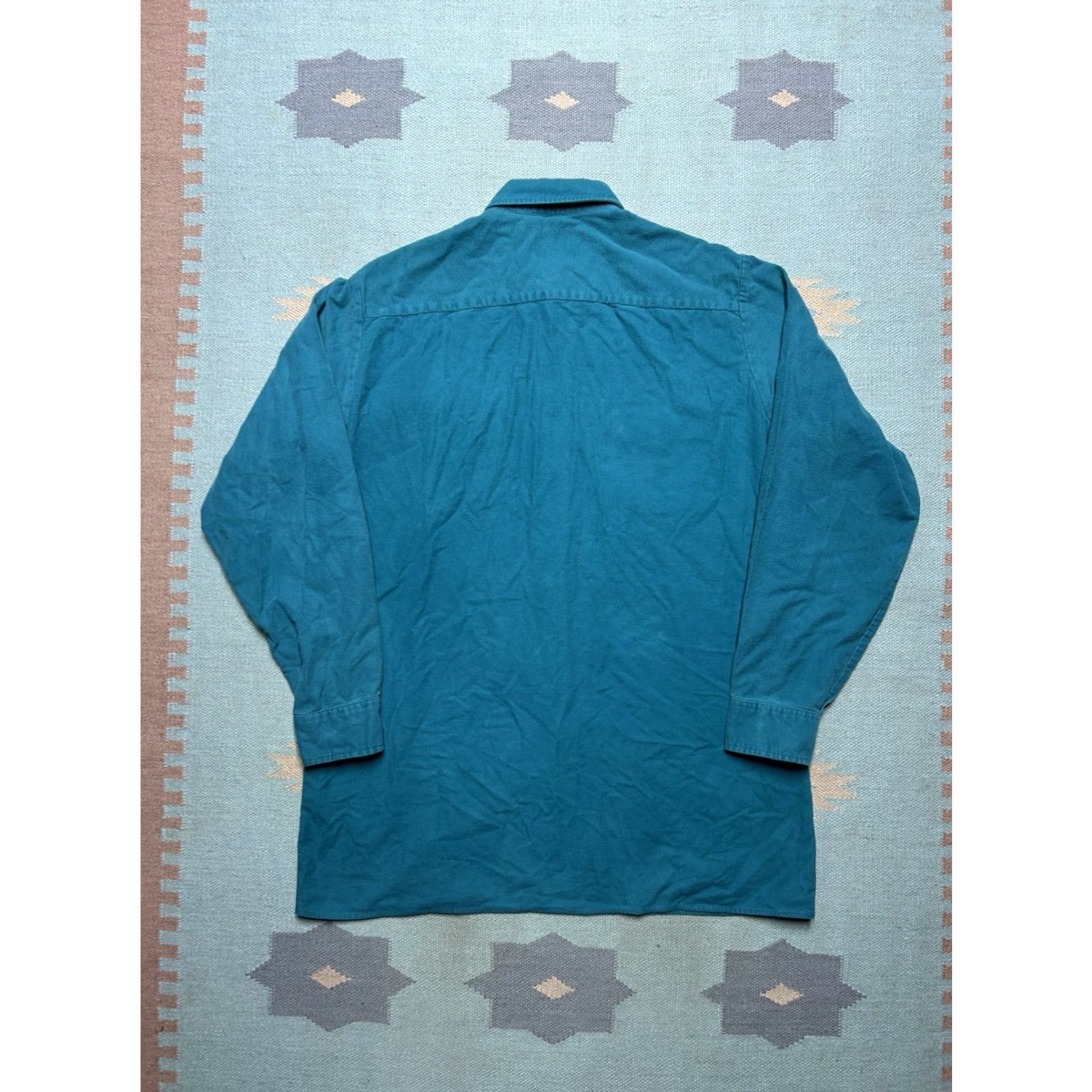 Vintage VINTAGE Alpine Trail Button-Up Shirt Chamois Cotton Soft Turquoise Blue XL Tall Men Long Sleeve Blue Shirt Big & Tall Mens Size US XL / EU 56 / 4 - 5 Thumbnail