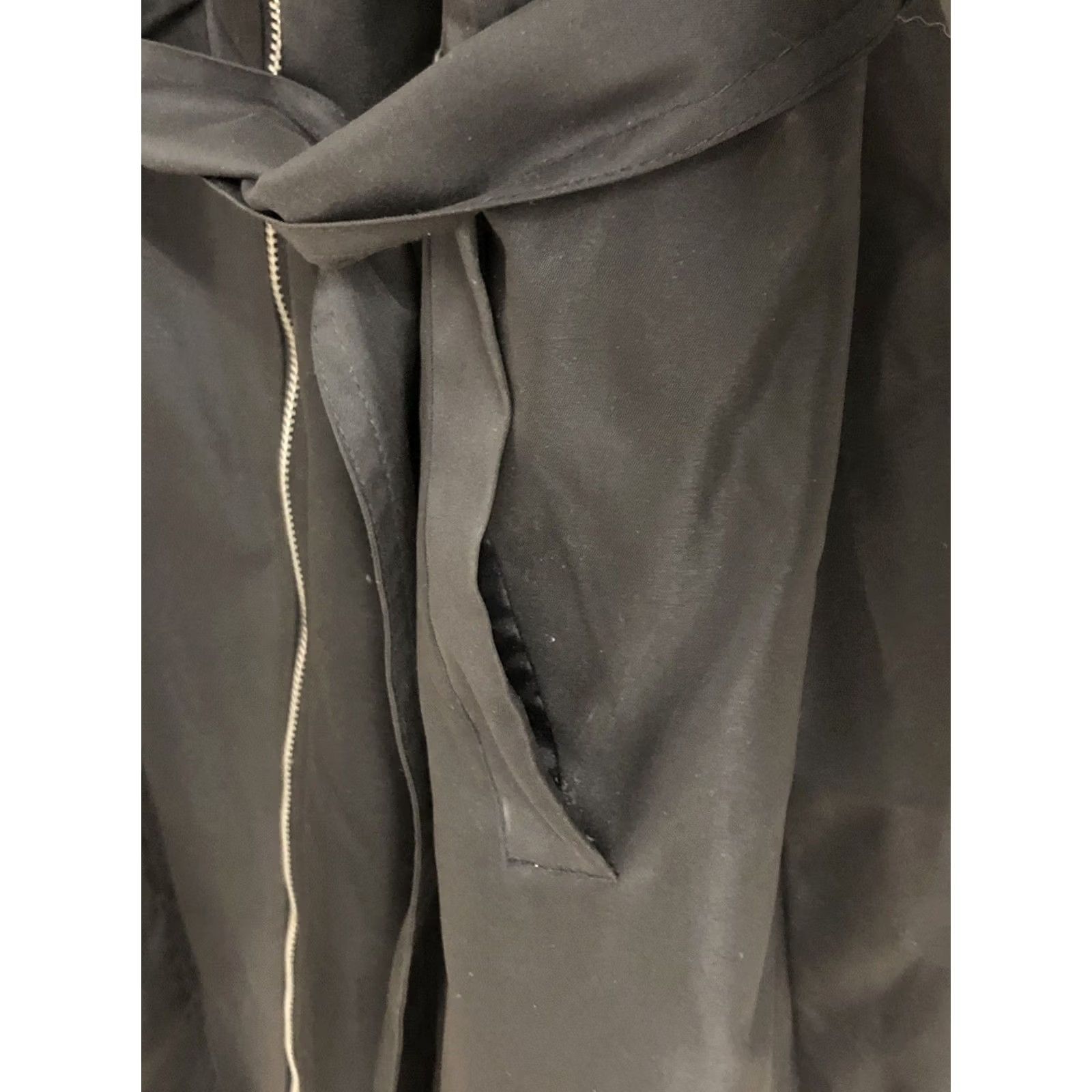 Vintage Samuel Dong Womens Large Coat Belted Fit & Flare Jacket Black & Silver Hardware Size L / US 10 / IT 46 - 7 Thumbnail