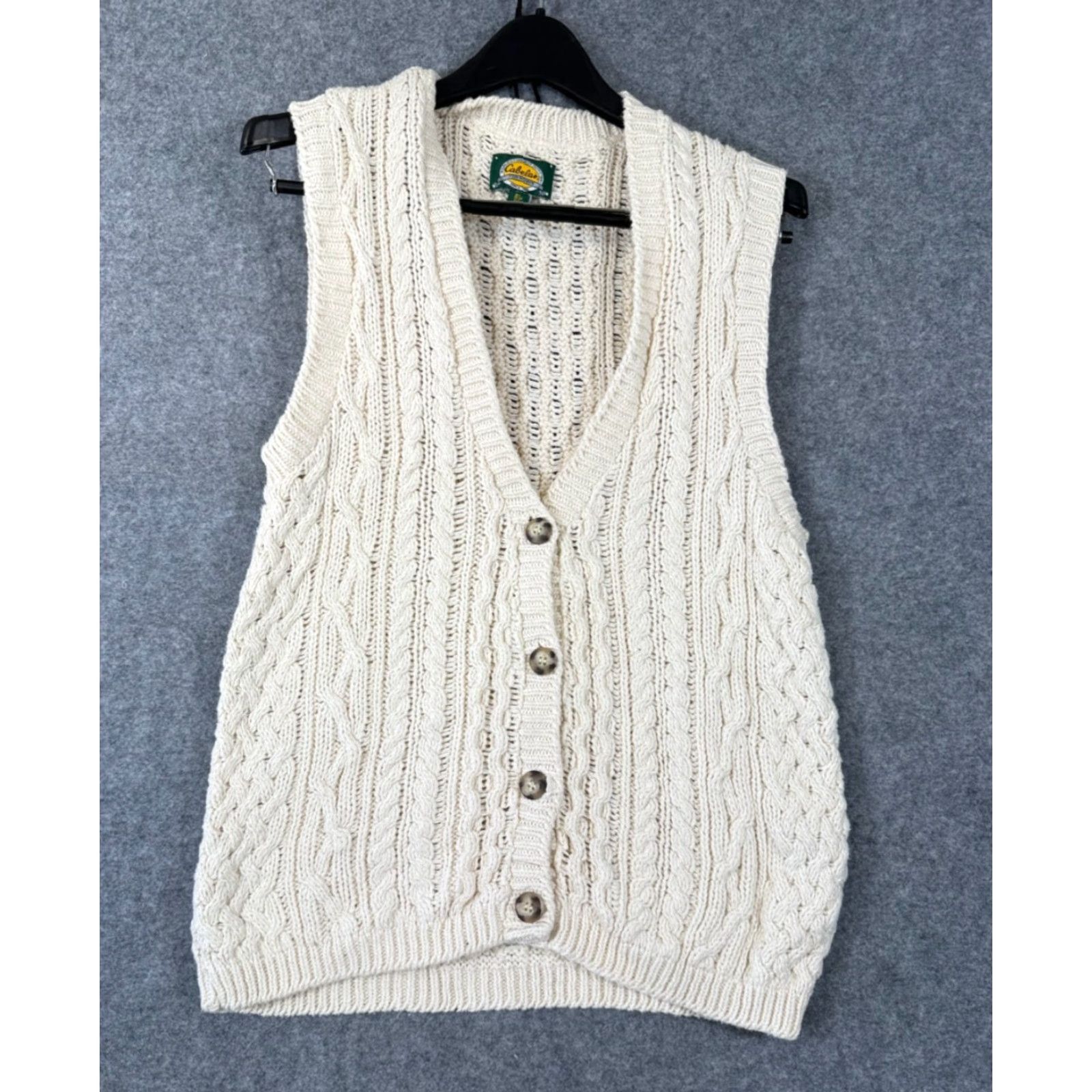 Vintage VINTAGE Cabela’s Sweater Vest Womens M Ivory Button Front V-Neck Cable Knit Sleeveless Knit Holiday USA Mens? Women? end. Size M / US 6-8 / IT 42-44 - 2 Thumbnail