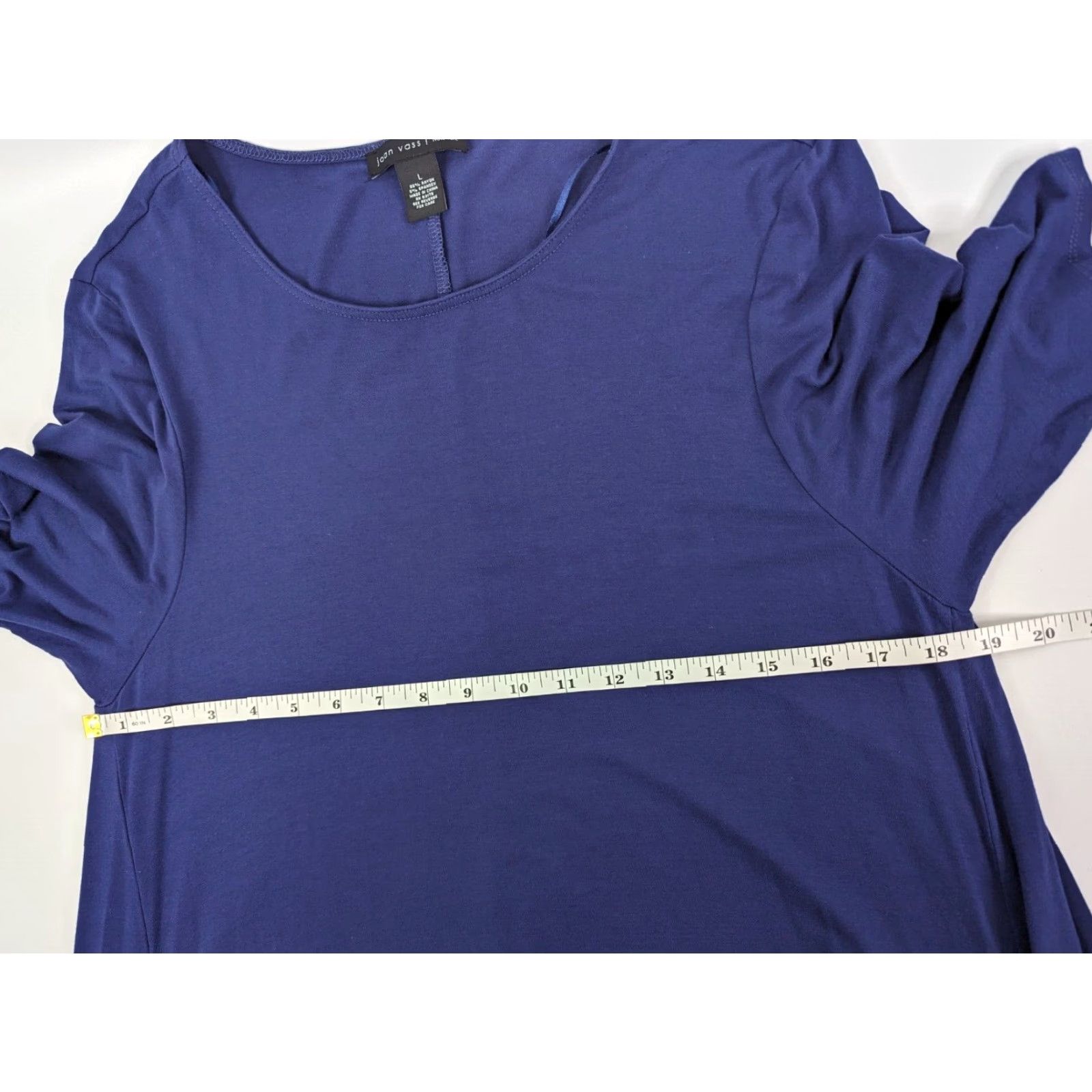 Vintage Joan Vass New York Dress Navy Blue Midi L Pockets Rayon Women's Size L / US 10 / IT 46 - 7 Thumbnail