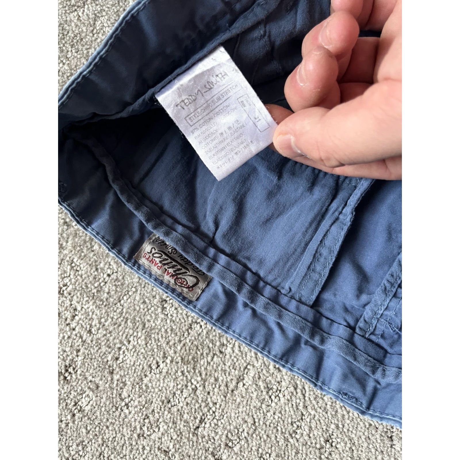 Vintage VINTAGE Teddy Smith Mens Chino Trousers Regular Fit 31x33 5-Pocket Denim Blue Grey Cotton Blend Button Front Casual Mens Pants Size US 31 - 6 Thumbnail