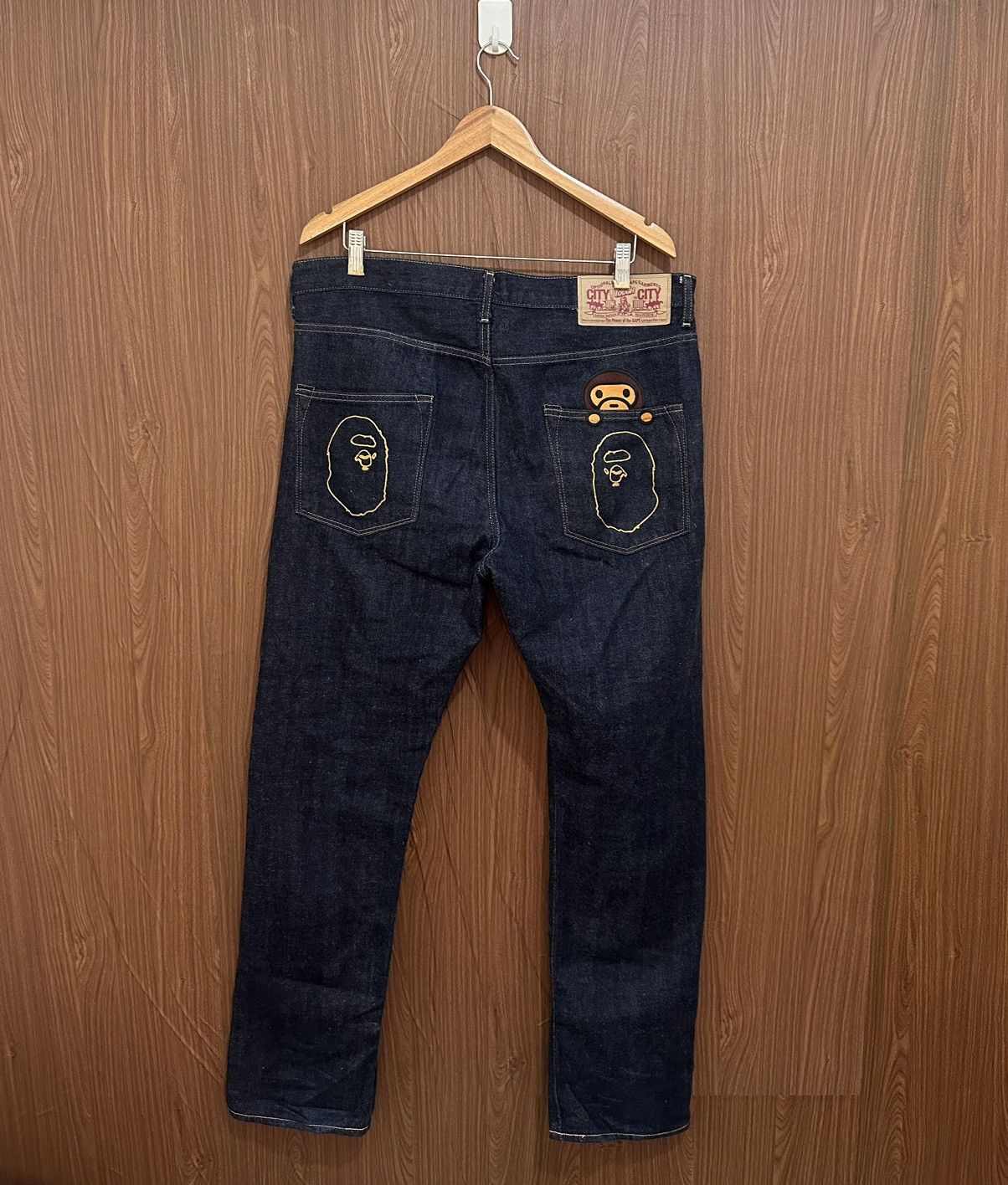 image of Bape x Nigo 1999 Type-02 Baby Milo Ape Head Denim in Indigo, Men's (Size 38)