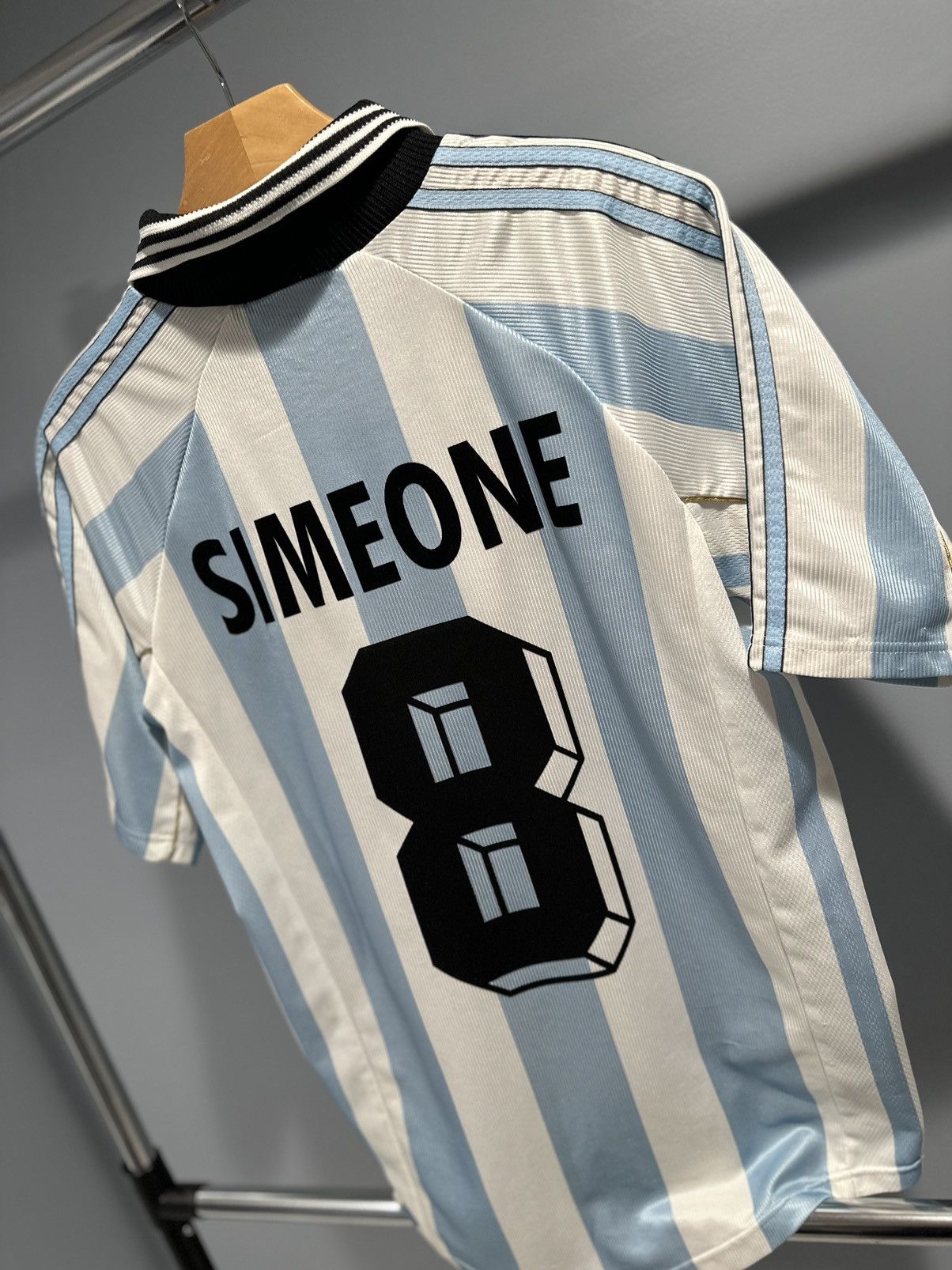 image of Adidas x Soccer Jersey Original Argentina Diego Simone 1998 Home Kit Soccer Jersey in Blue (Size Sm