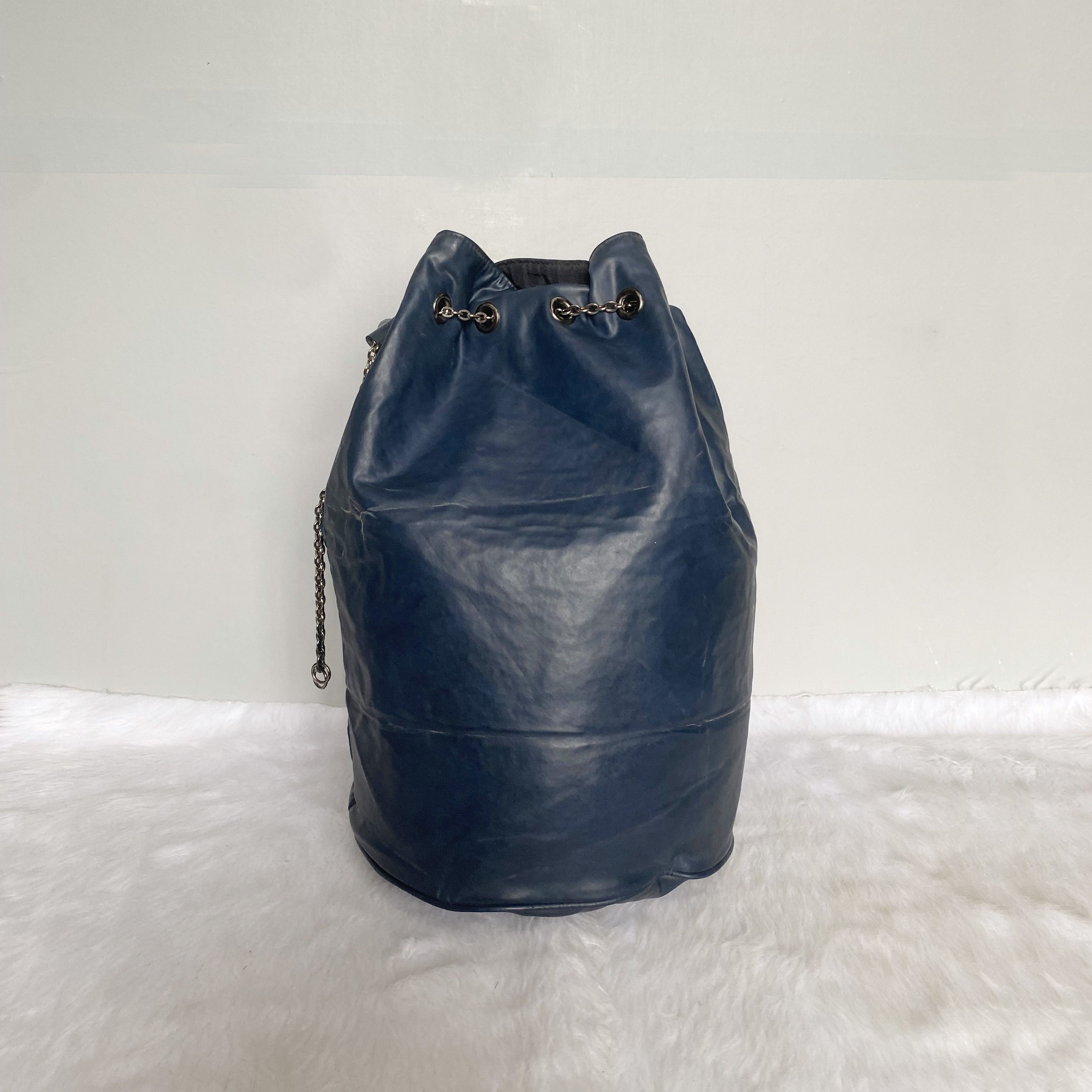 Jean Paul Gaultier Vintage Navy Leather Drawstring Sling Bag Size ONE SIZE - 4 Thumbnail