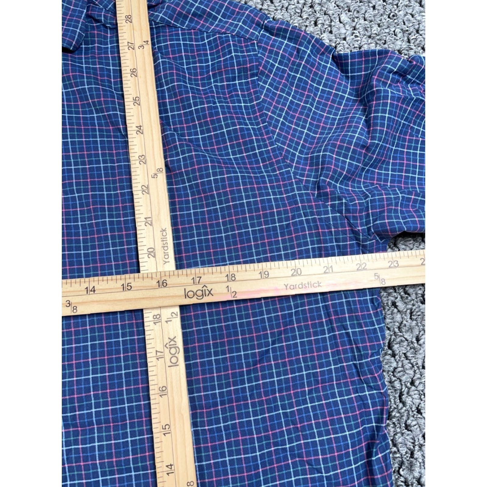 Peter Millar Peter Millar Shirt Long Sleeve Adult Large Blue Nylon Spandex Cutaway Collar Check Pattern Button-Up Casual Mens Nylons Lightweight, Stretch Size US L / EU 52-54 / 3 - 7 Thumbnail