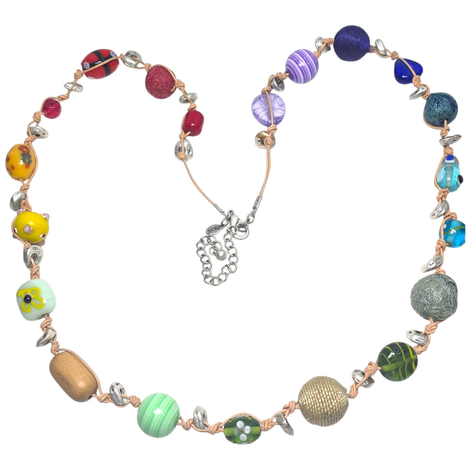Chicos Chico's Long Large Colorful Rainbow Bead Necklace Glass Wood Size ONE SIZE - 1 Thumbnail