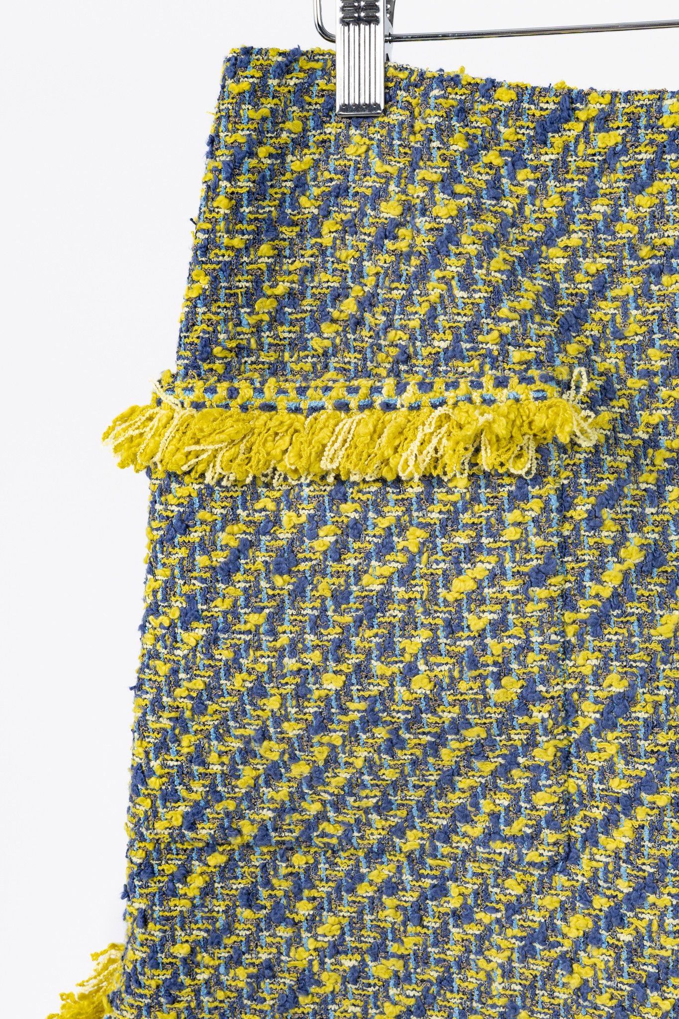 Louis Vuitton Louis Vuitton Yellow & Blue Cotton-Tweed Mini Skirt Size 28" / US 6 / IT 42 - 4 Thumbnail