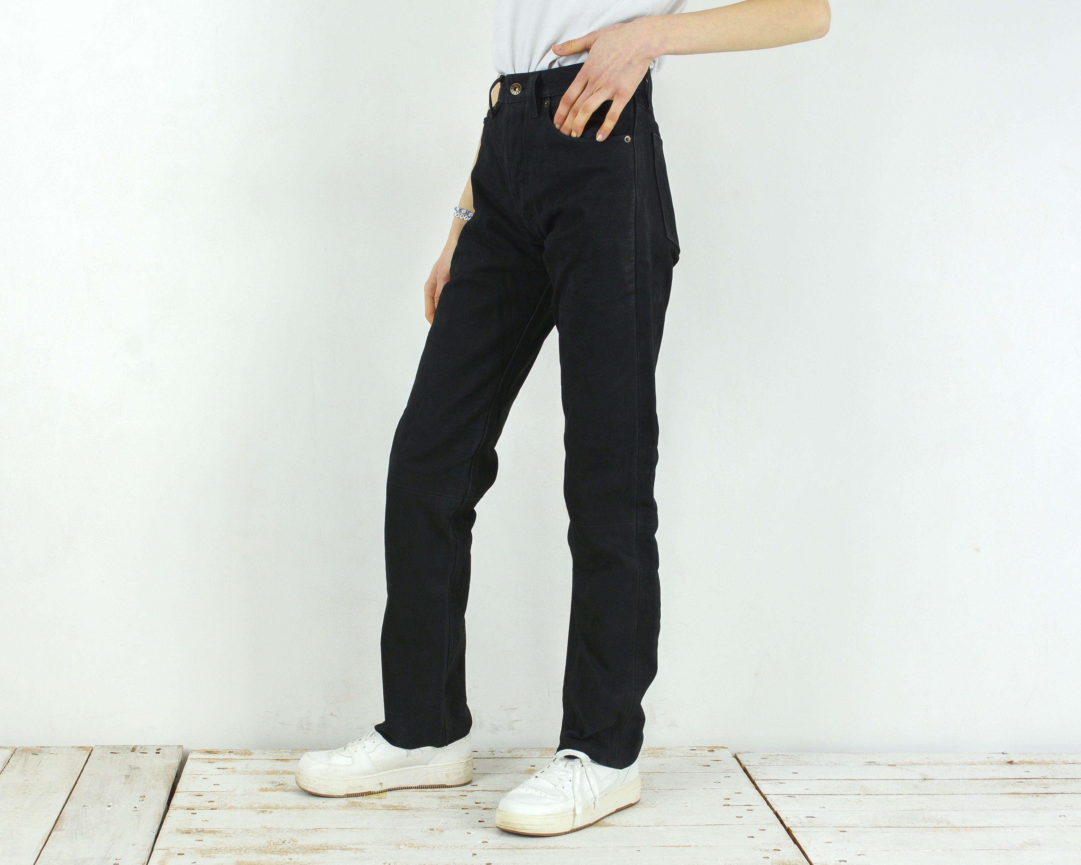 Genuine Leather × Other × Vintage ENJOY Genuine Leather Pants Straight Trousers High Waist Size 27" / US 4 / IT 40 - 2 Thumbnail