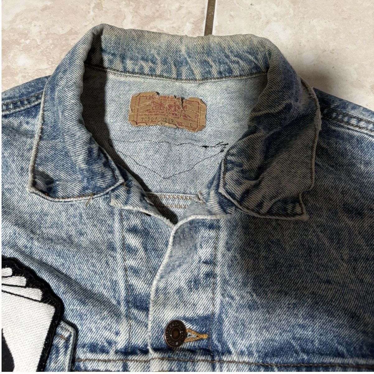 Levi's Vintage 1980s Levi’s Trucker Jacket - Patches, Harley Cross Size US L / EU 52-54 / 3 - 5 Thumbnail