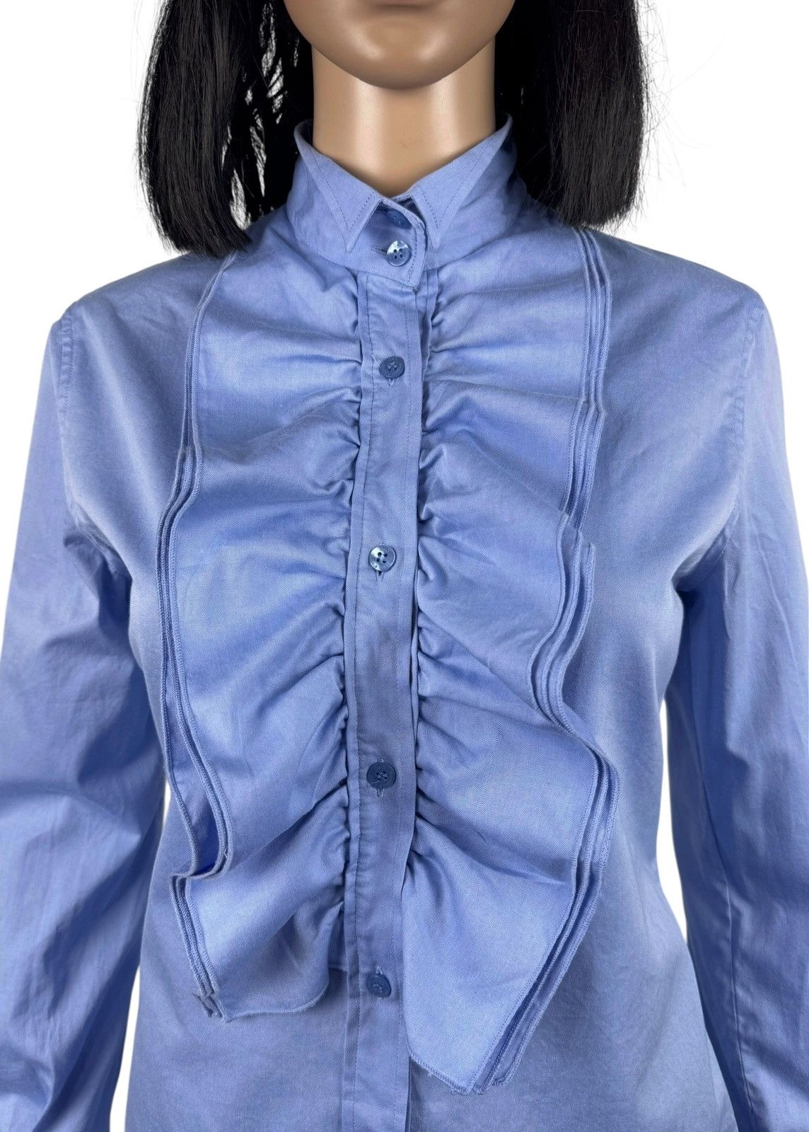 Dolce & Gabbana Dolce & Gabbana Blue Blouse Shirt Button Up Ruffled size 40 Size S / US 4 / IT 40 - 9 Thumbnail